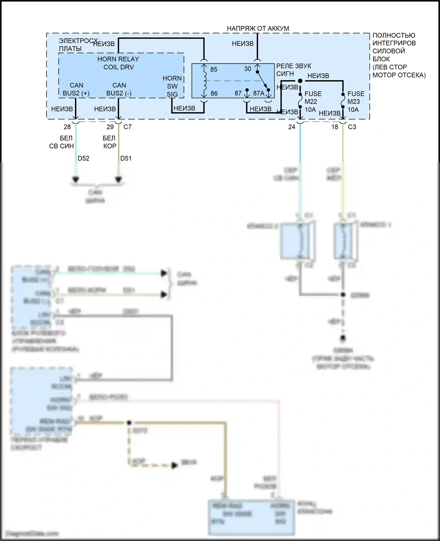 Grand Cherokee Jeep WK2 (2010-2013): Электросхема клаксона 