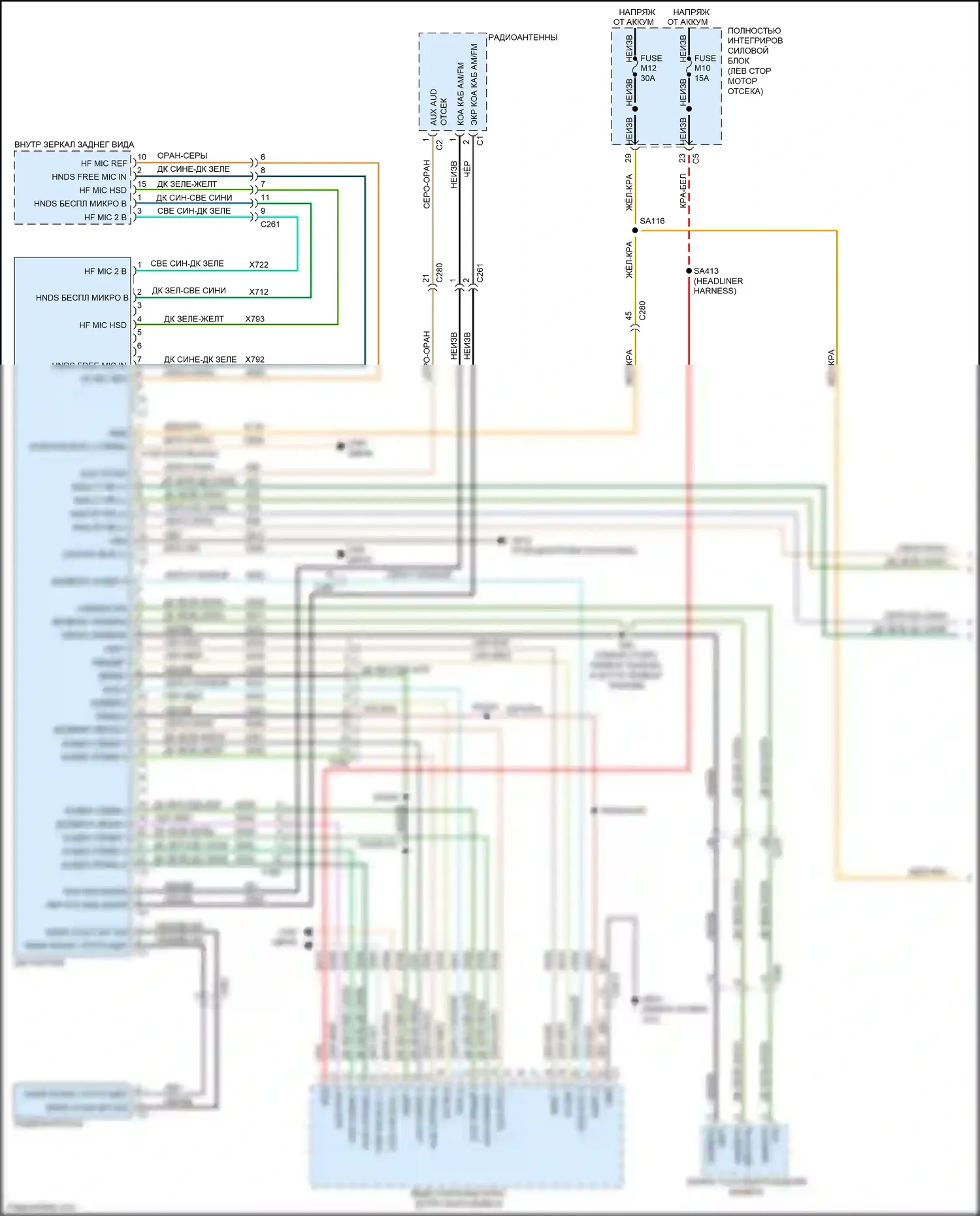 Grand Cherokee Jeep WK2 (2010-2013): Электросхема магнитолы (1 из 3) 