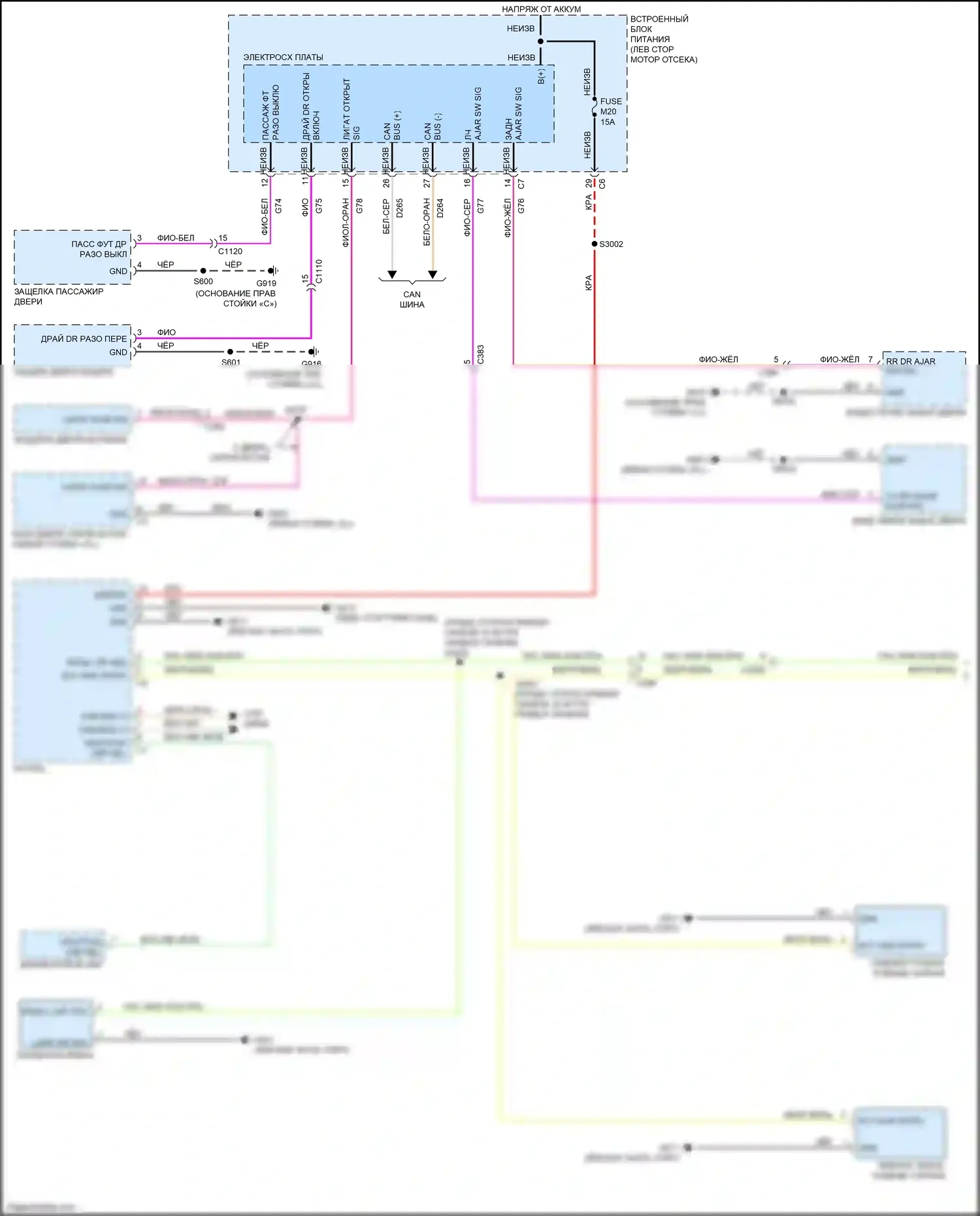 Grand Cherokee Jeep WK2 (2010-2013): Электросхема освещения салона (1 из 2) 