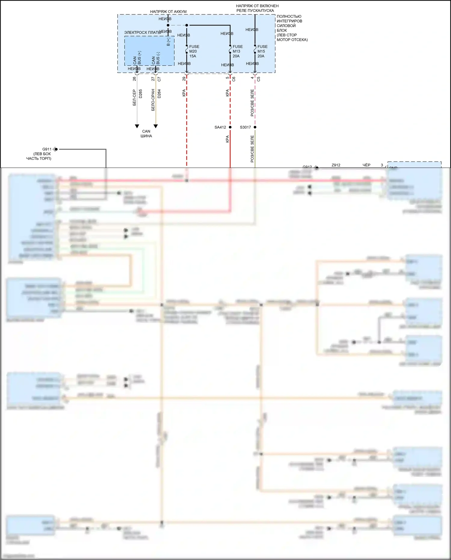 Grand Cherokee Jeep WK2 (2010-2013): Электросхема подсветки приборной панели 