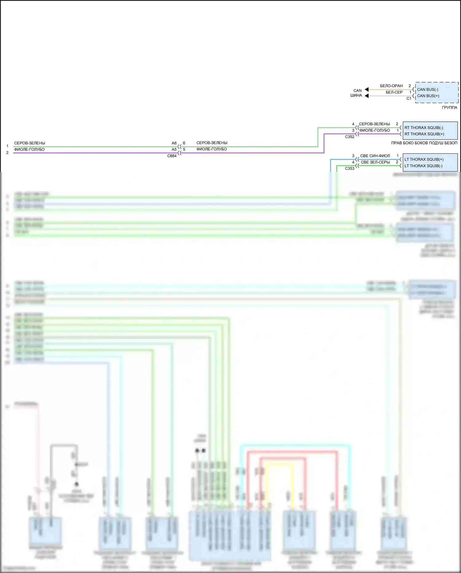Grand Cherokee Jeep WK2 (2010-2013): Электросхема подушек безопасности (2 из 2) 