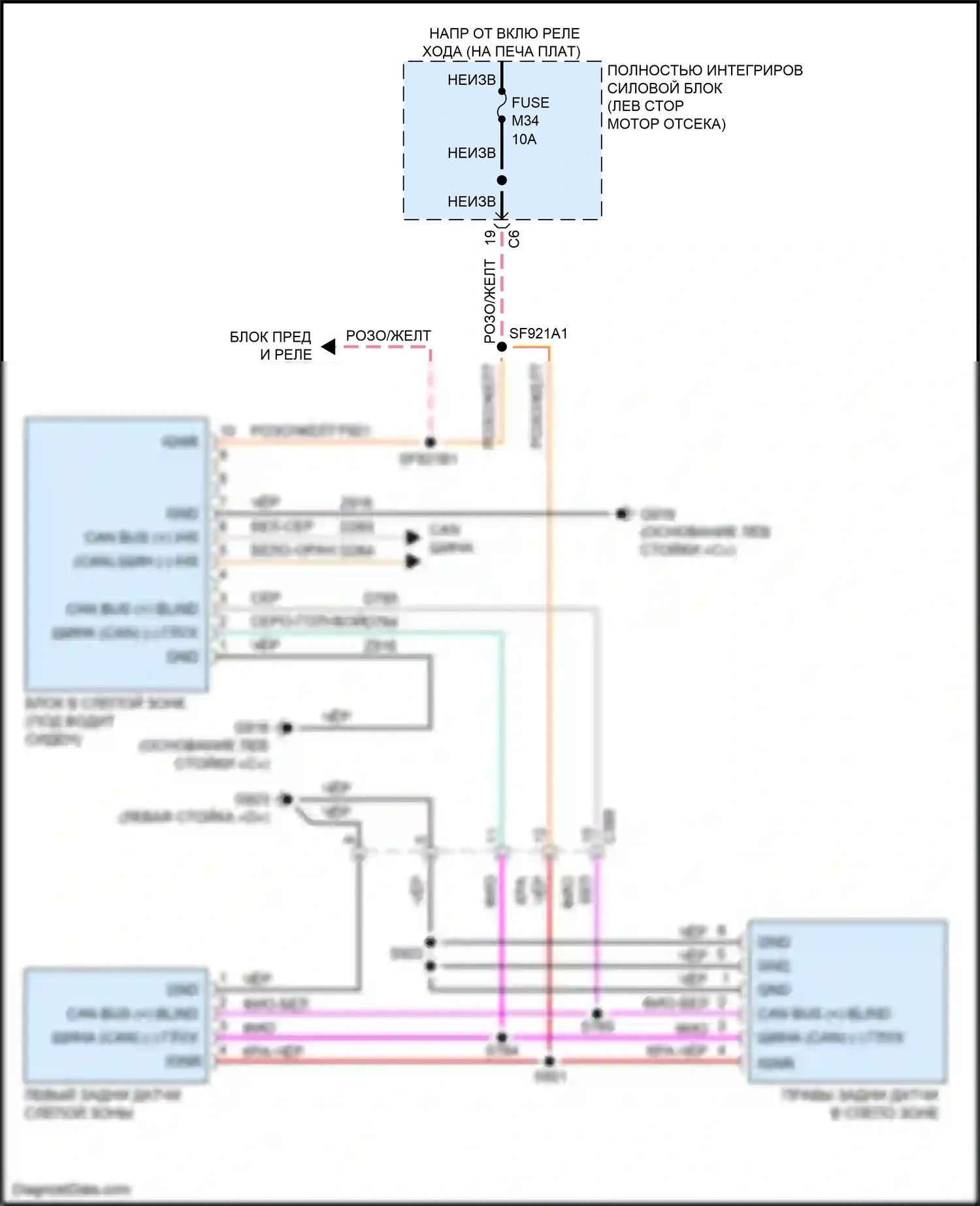 Grand Cherokee Jeep WK2 (2010-2013): Электросхема мониторинга в слепой зоне 