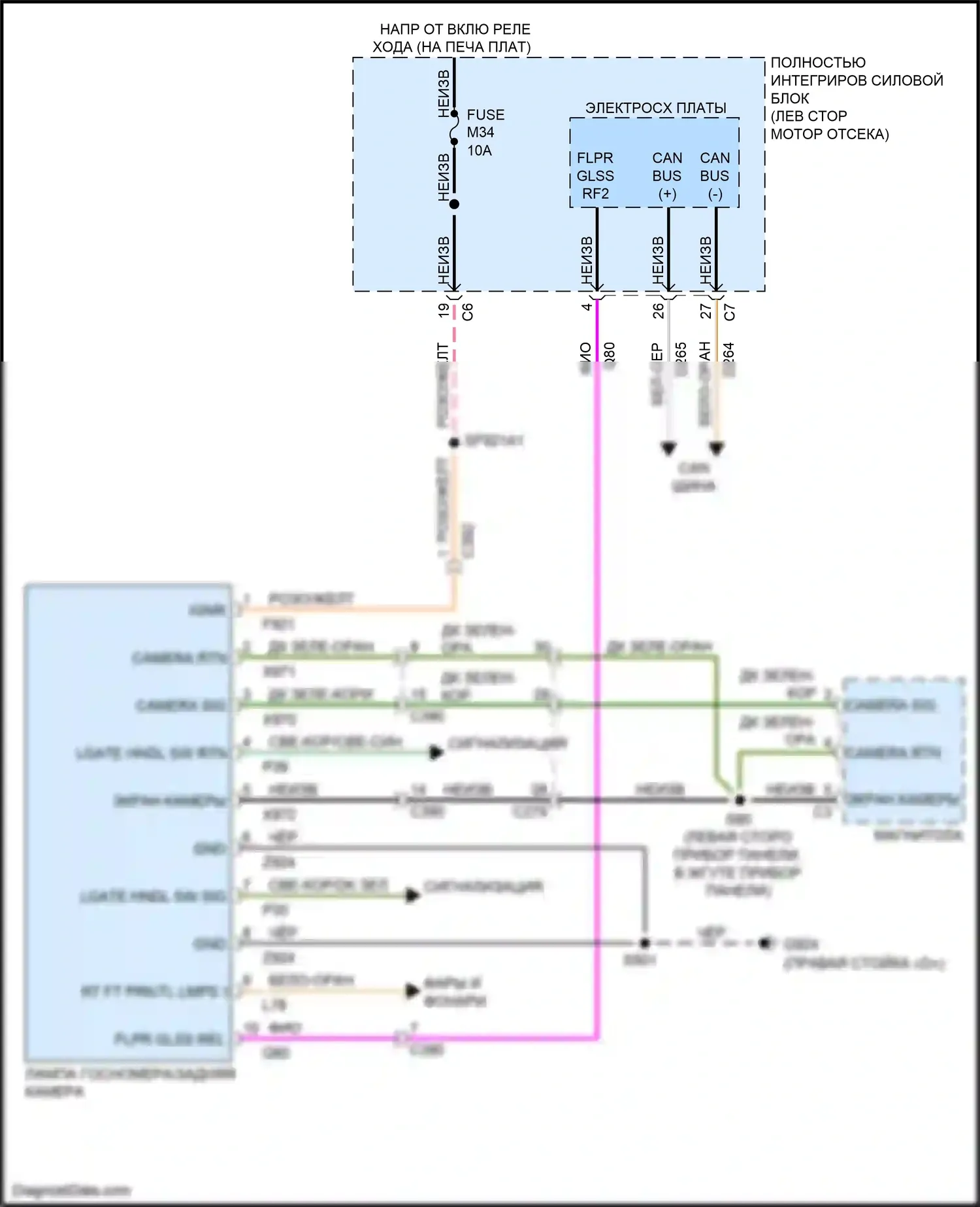 Grand Cherokee Jeep WK2 (2010-2013): Электросхема задней камеры 