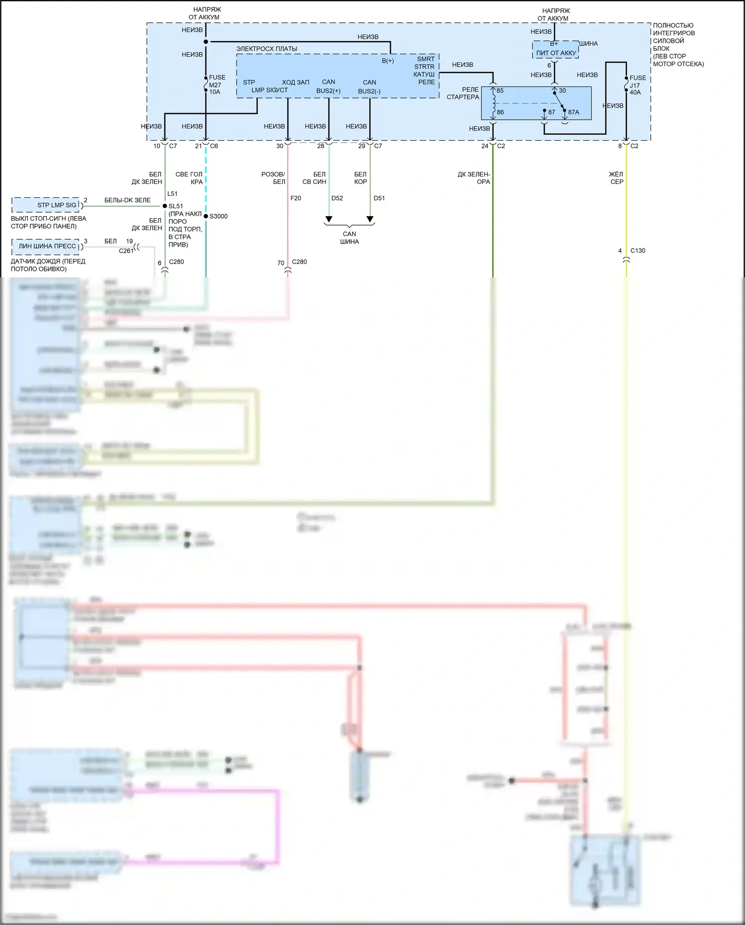 Grand Cherokee Jeep WK2 (2010-2013): 3.6l, электросхема стартера 