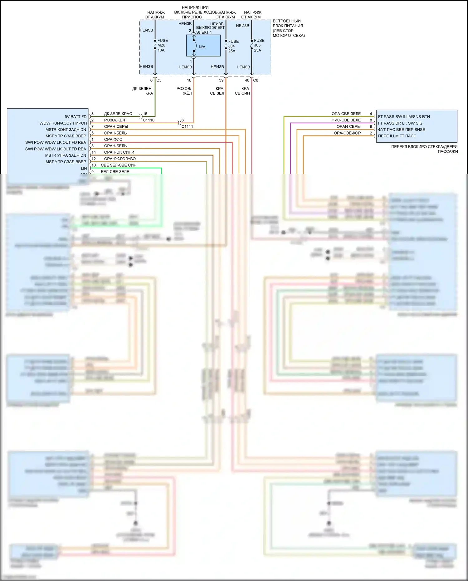 Grand Cherokee Jeep WK2 (2010-2013): Стеклоподъемники электросхема 