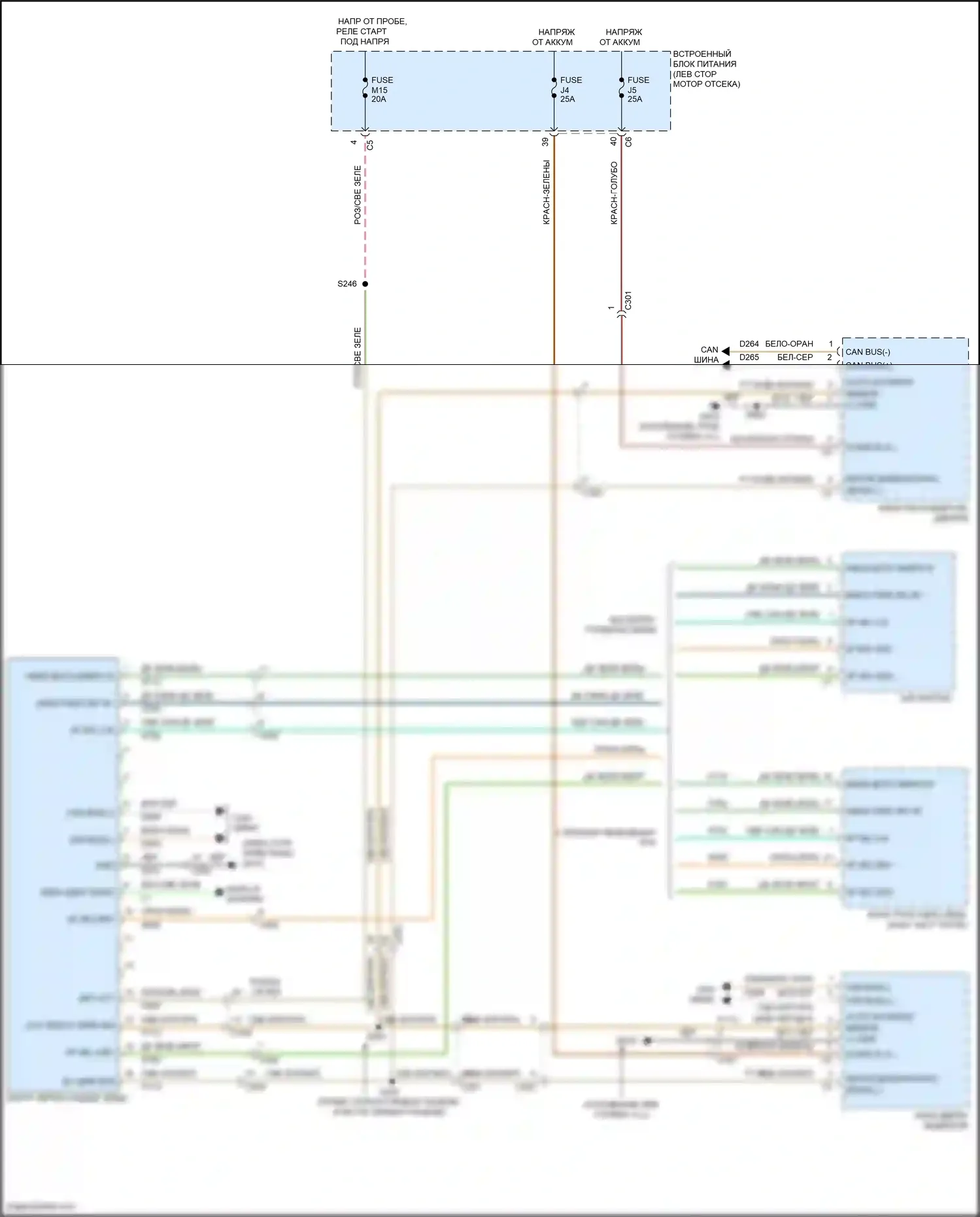 Grand Cherokee Jeep WK2 (2010-2013): Электросхема управления зеркалами заднего вида 