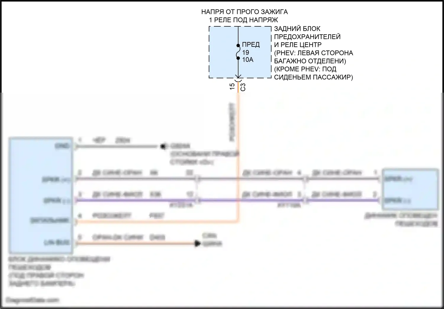 Grand Cherokee Jeep WL (2021-2024): Электросхема оповещения пешеходов 