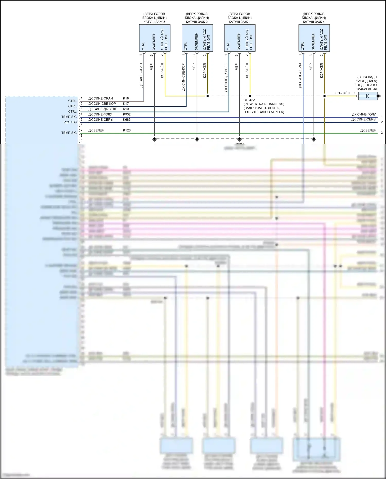 Grand Cherokee Jeep WL (2021-2024): Электросхема двигатель 2.0л турбо гибрид, электросхема органов управления двигателем (1 из 7) 