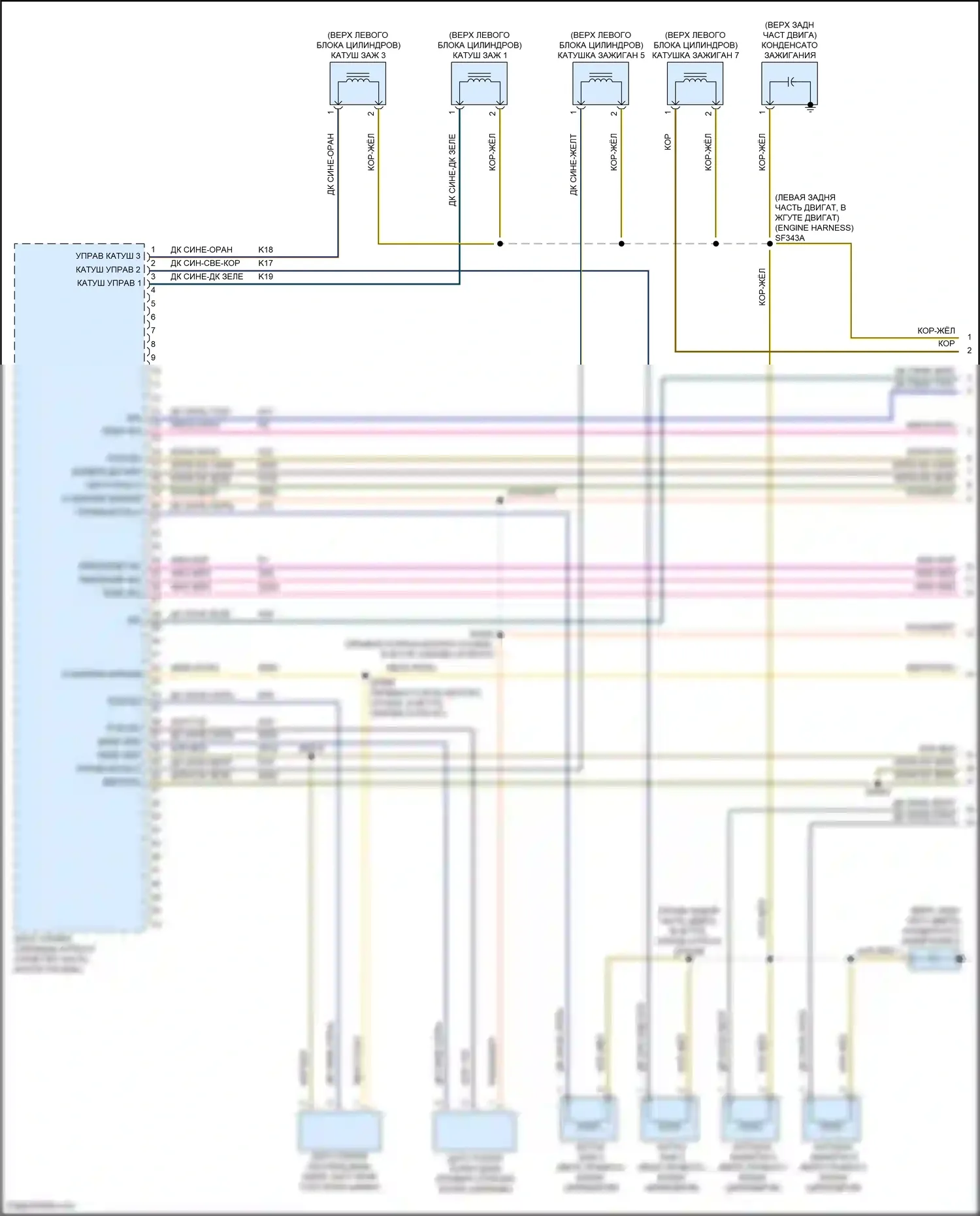 Grand Cherokee Jeep WL (2021-2024): Электросхема двигателя 5.7л, электросхема органов управления двигателем (1 из 7) 