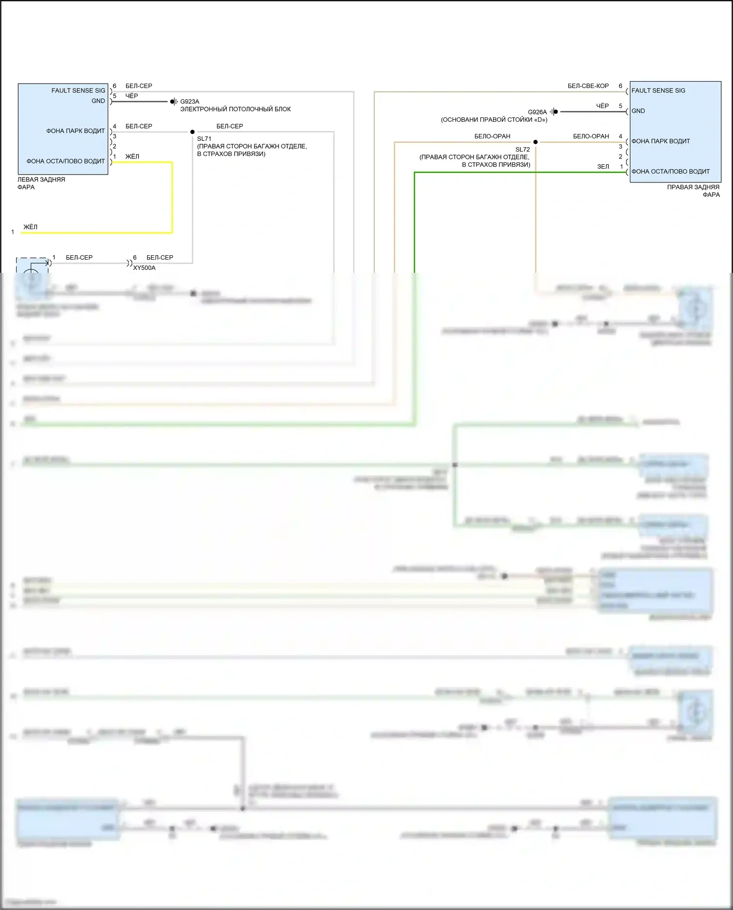 Grand Cherokee Jeep WL (2021-2024): Электросхема фар и фонарей (2 из 2) 