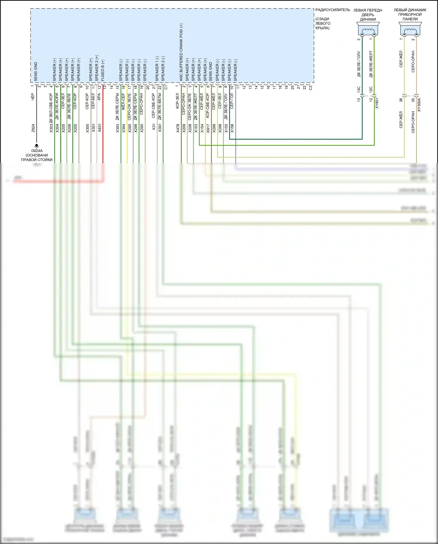 Grand Cherokee Jeep WL (2021-2024): Электросхема магнитолы, премиум 2 (3 из 4) 