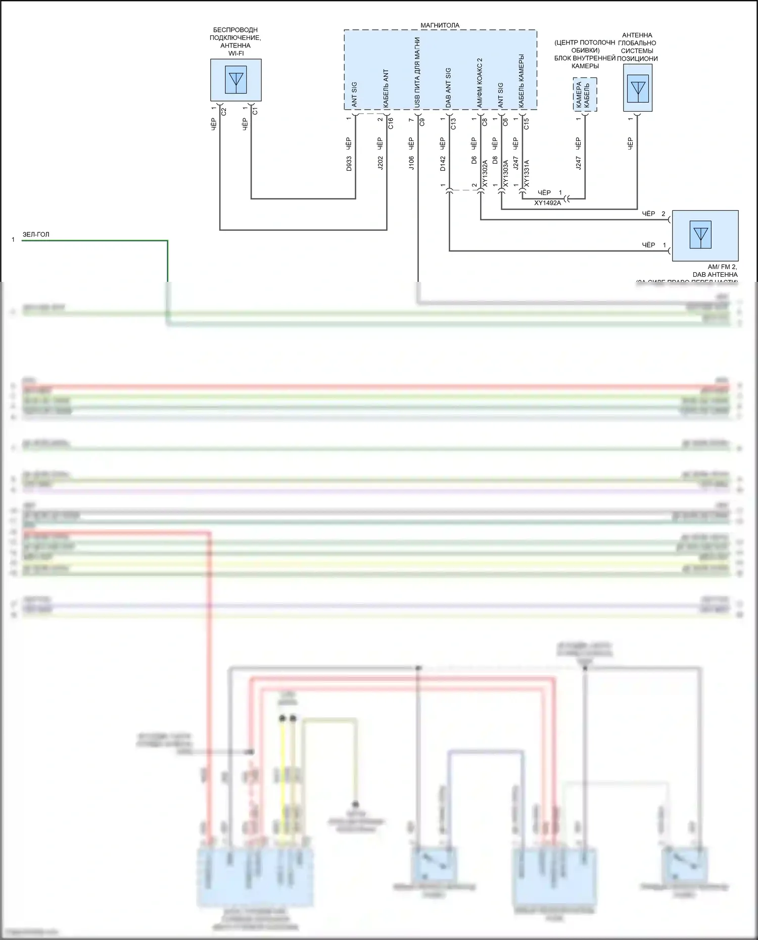 Grand Cherokee Jeep WL (2021-2024): Магнитола электросхема, базовая (2 из 3) 