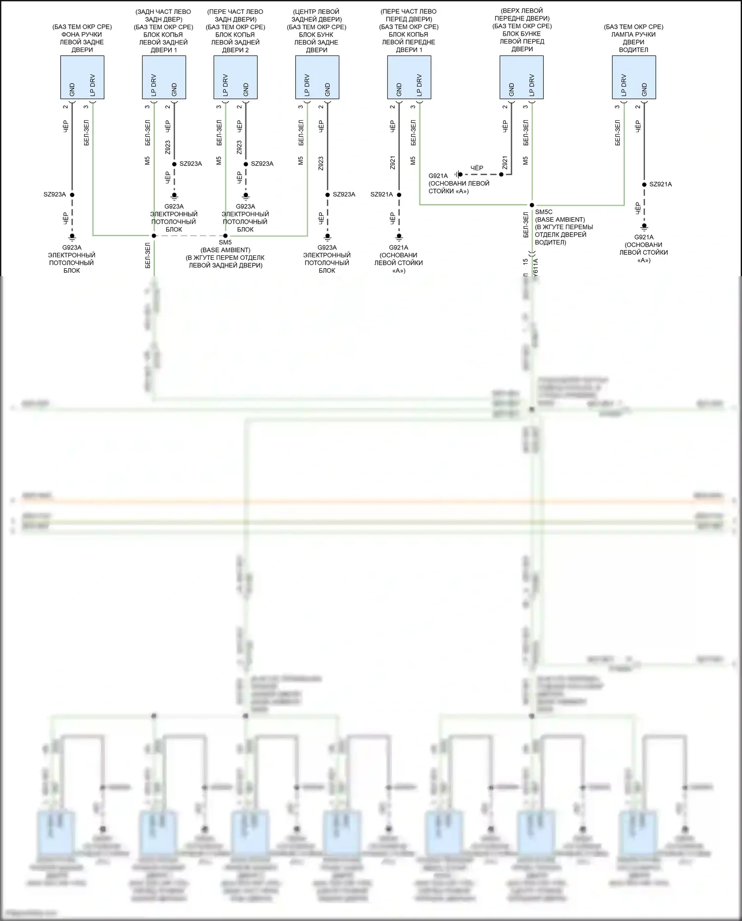 Grand Cherokee Jeep WL (2021-2024): Электросхема освещения салона, базовая (2 из 3) 