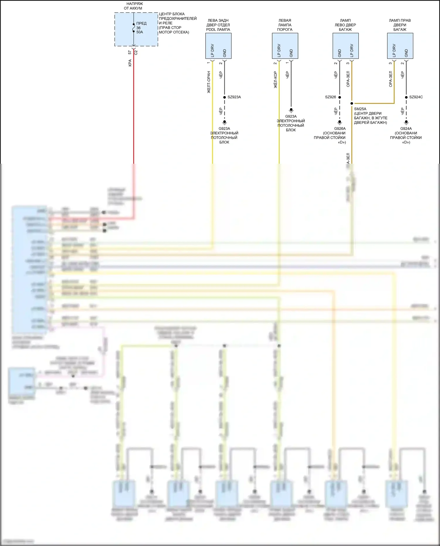 Grand Cherokee Jeep WL (2021-2024): Электросхема освещения салона, премиум (1 из 4) 