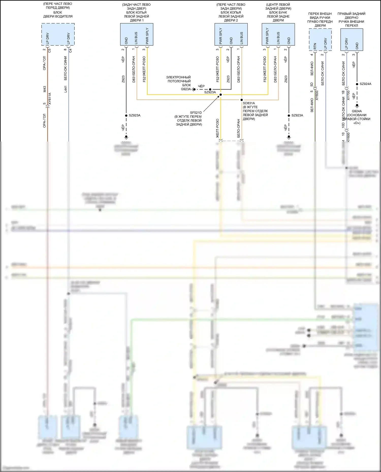 Grand Cherokee Jeep WL (2021-2024): Электросхема освещения салона, премиум-класса (2 из 4) 
