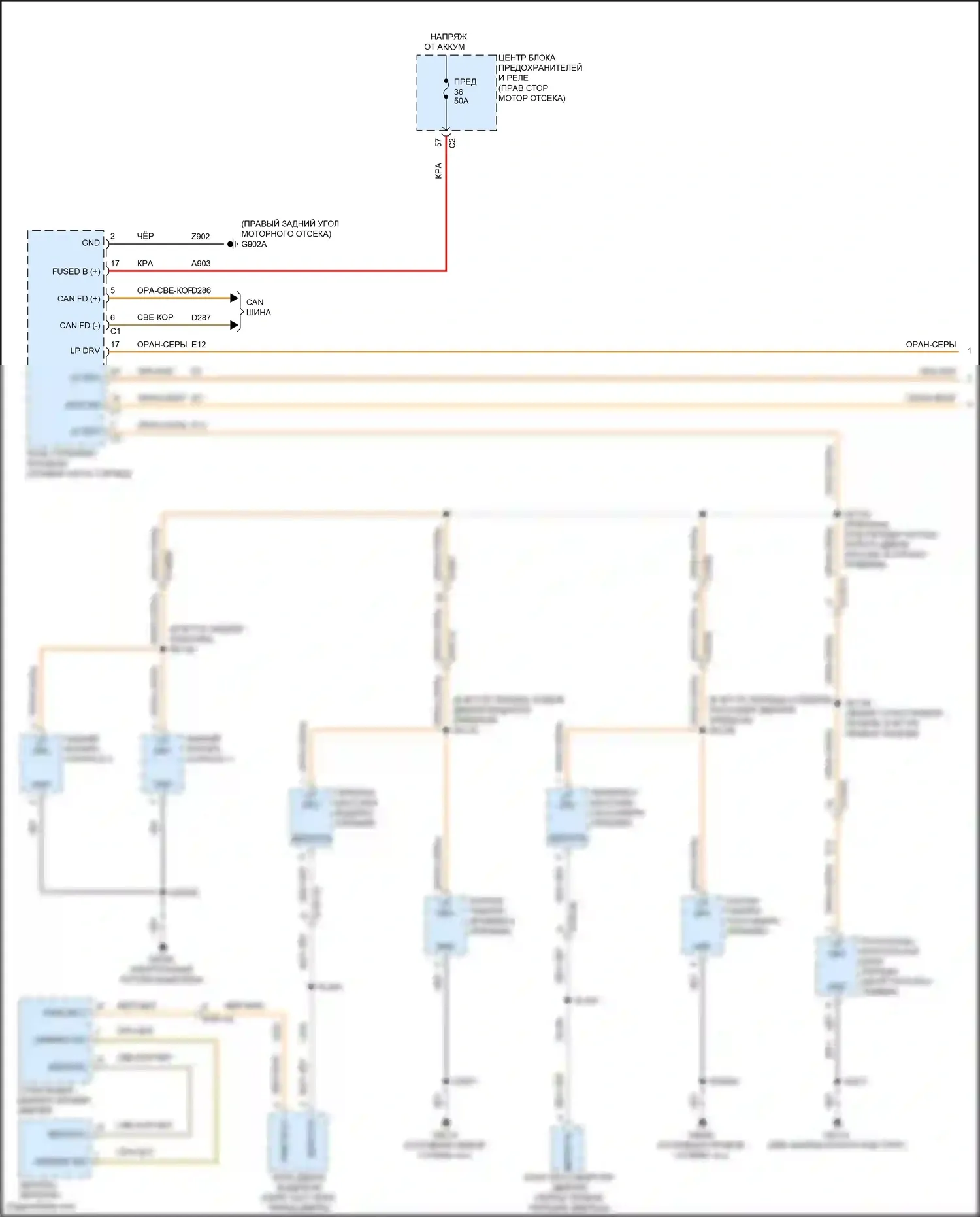 Grand Cherokee Jeep WL (2021-2024): Электросхема подсветки приборной панели (1 из 2) 