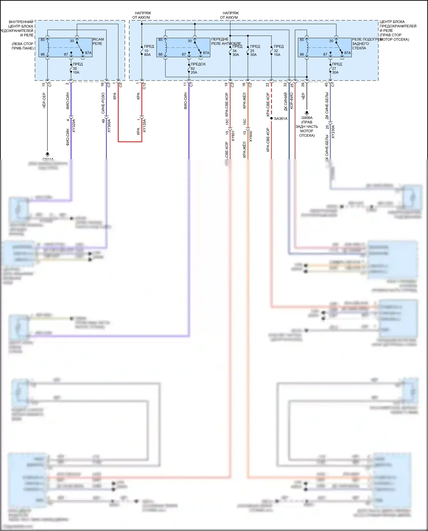 Grand Cherokee Jeep WL (2021-2024): Электросхема подогрева стекол 