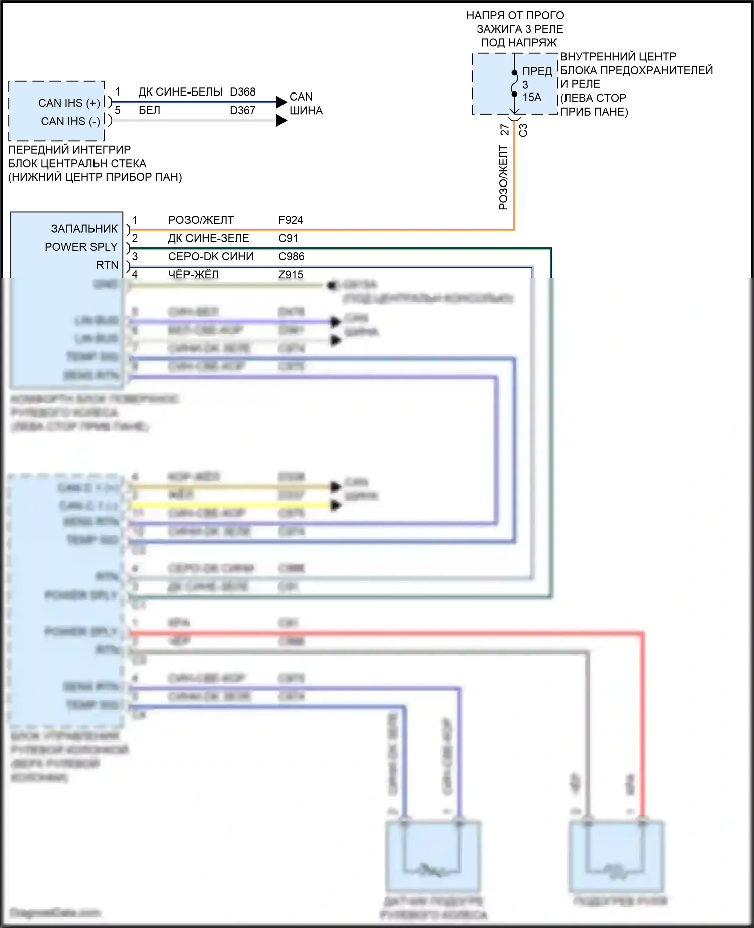 Grand Cherokee Jeep WL (2021-2024): Электросхема рулевого колеса с подогревом 