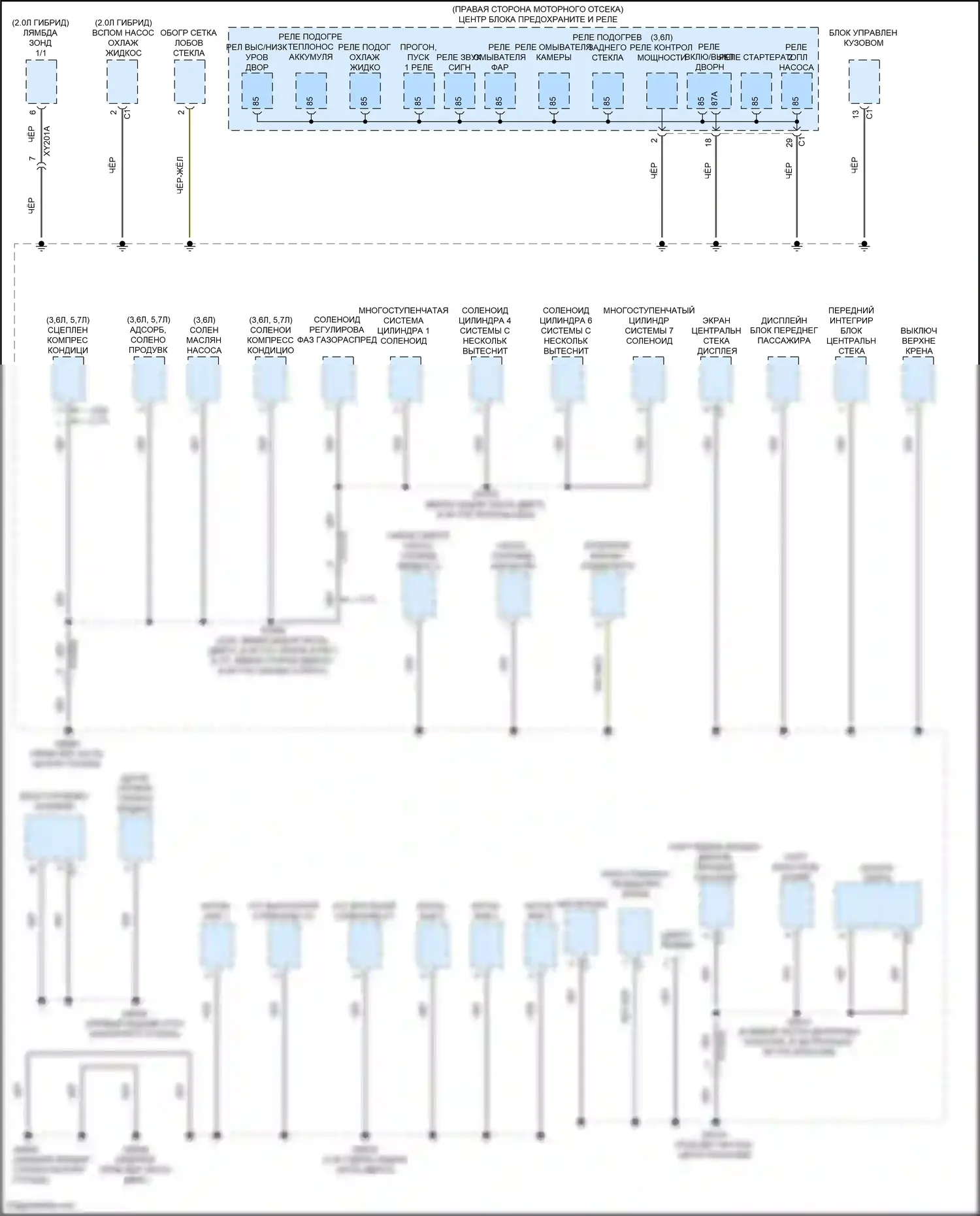 Grand Cherokee Jeep WL (2021-2024): Электросхема разводки массы (1 из 8) 