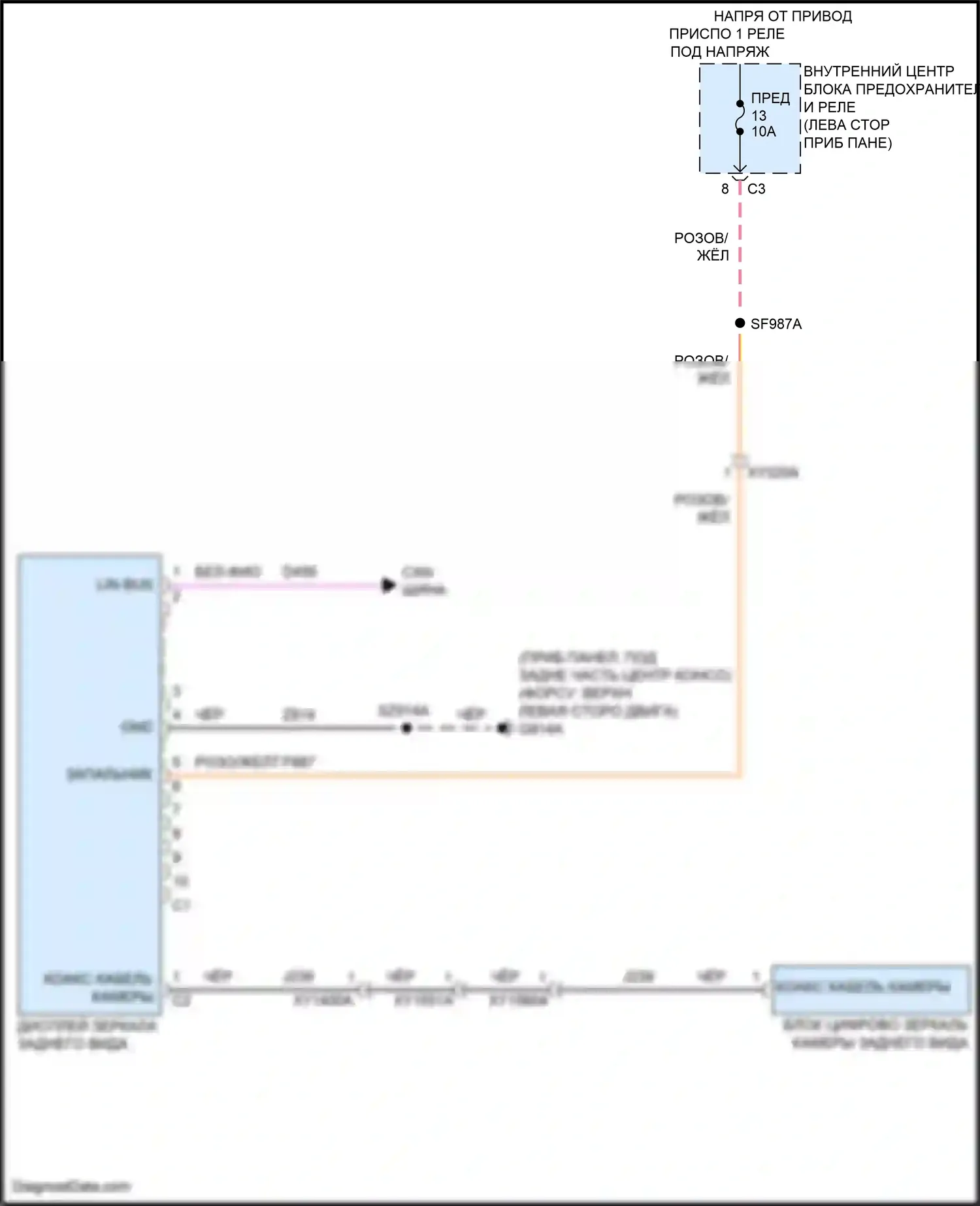 Grand Cherokee Jeep WL (2021-2024): Электросхема автоматического дневного/ночного зеркала 