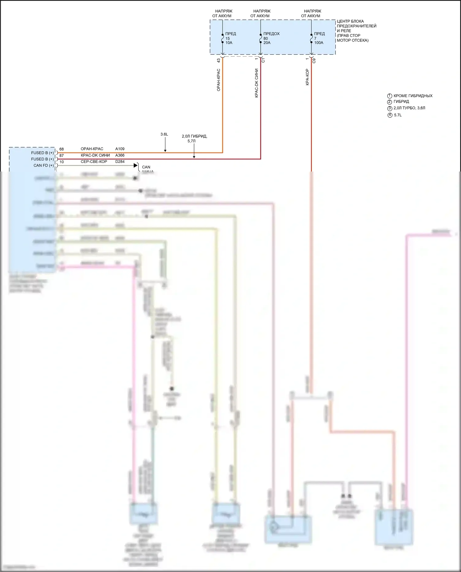 Grand Cherokee Jeep WL (2021-2024): Электросхема вентилятора охлаждения (1 из 3) 