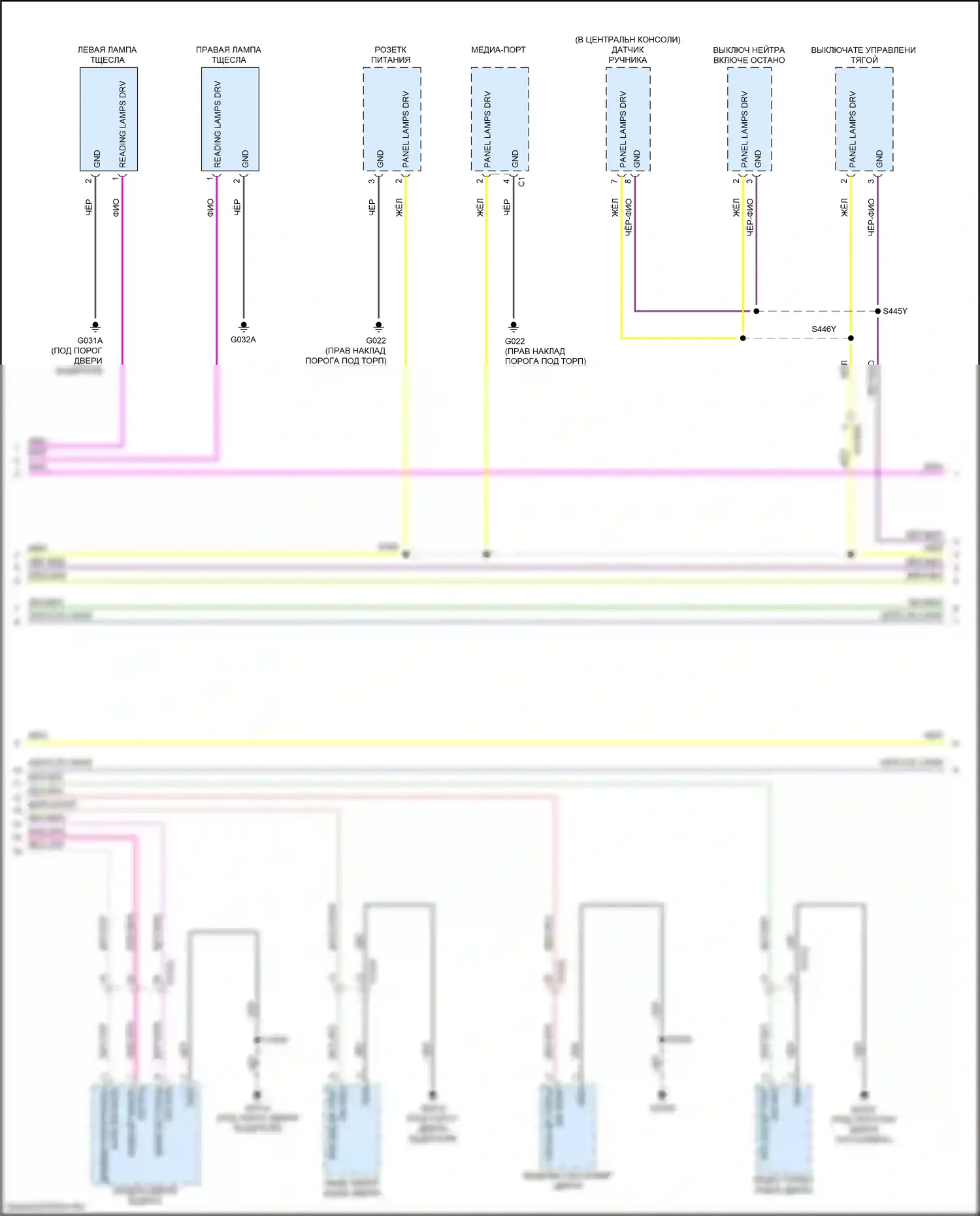 Renegade Jeep I рестайлинг (2018-2024): Электросхема освещения салона (2 из 3) 