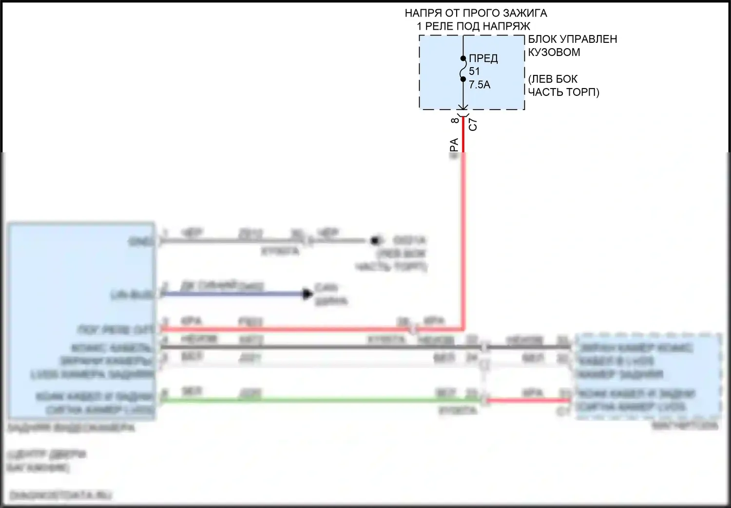 Renegade Jeep I рестайлинг (2018-2024): Электросхема камеры заднего вида 