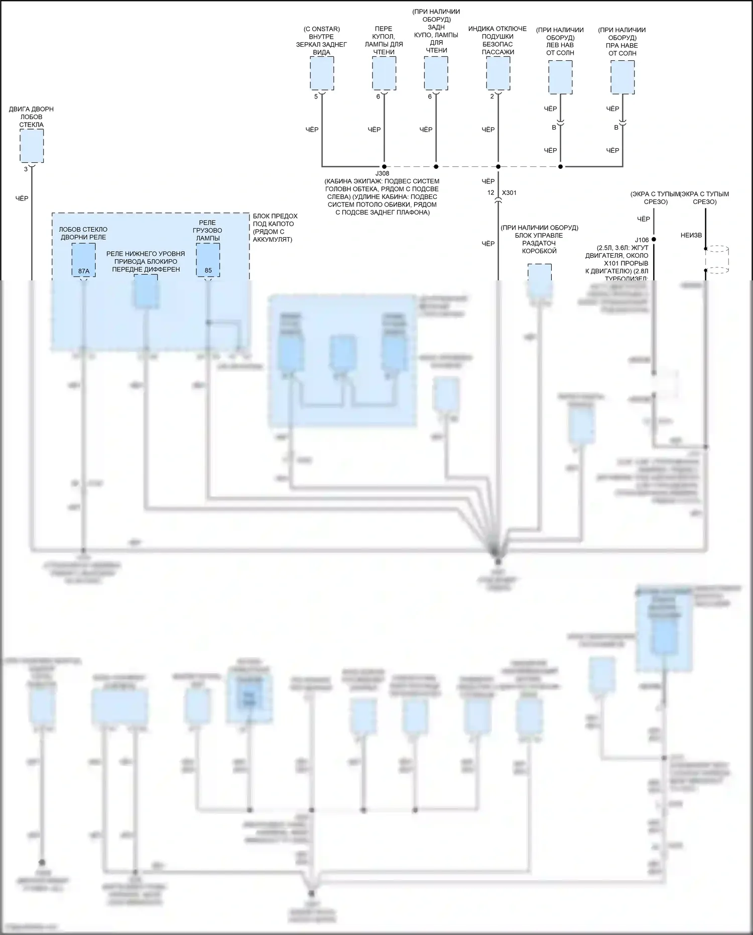 Renegade Jeep I рестайлинг (2018-2024): Электросхема точек подключения масс (3 из 5) 