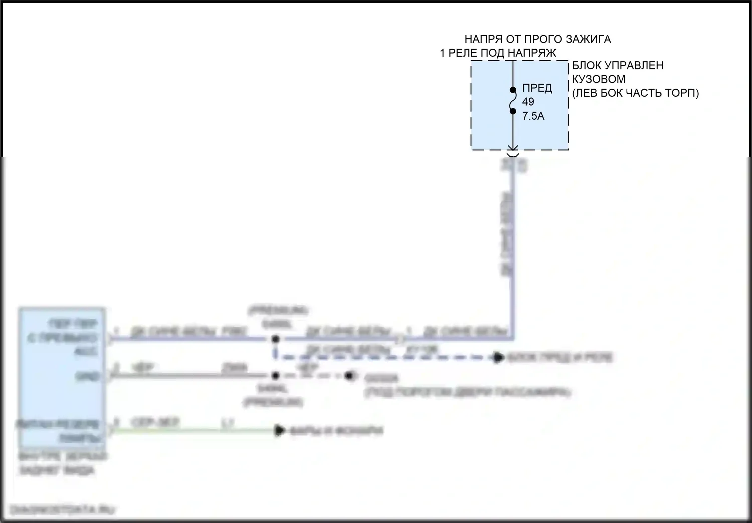 Renegade Jeep I рестайлинг (2018-2024): Электросхема автоматического дневного/ночного зеркала 