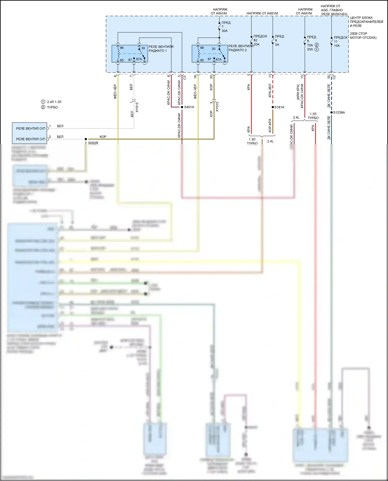 Renegade Jeep I рестайлинг (2018-2024): Электросхема вентилятора охлаждения 