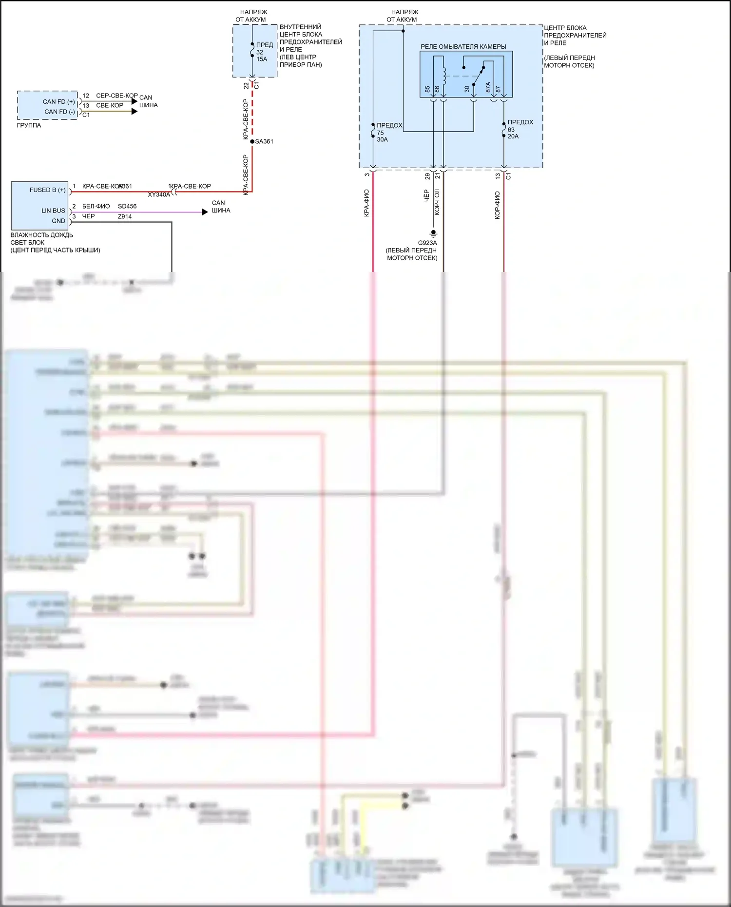 Wagoneer Jeep WS (2021-2024): Дворники и омыватели электросхема 