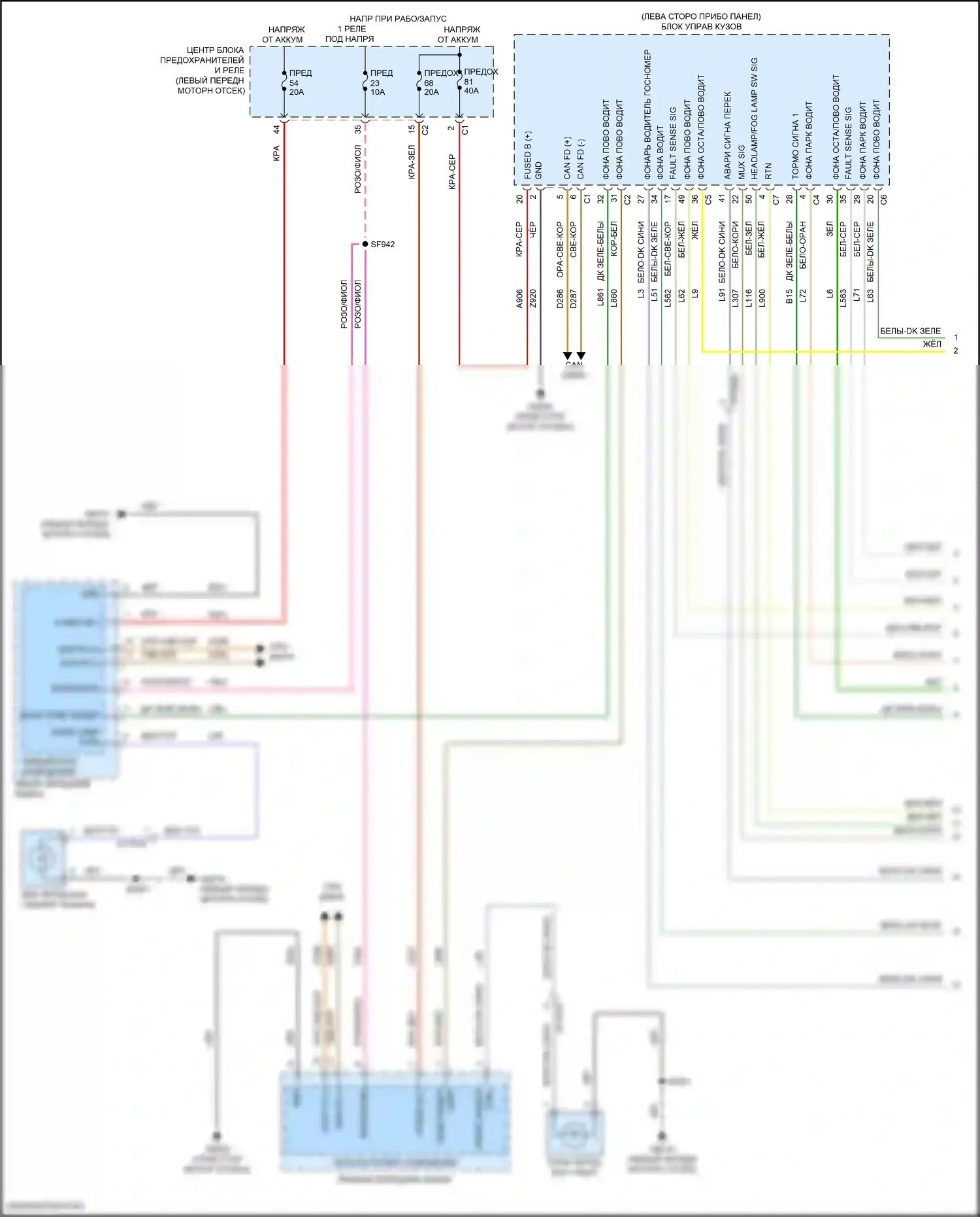 Wagoneer Jeep WS (2021-2024): Электросхема фар и фонарей (1 из 2) 