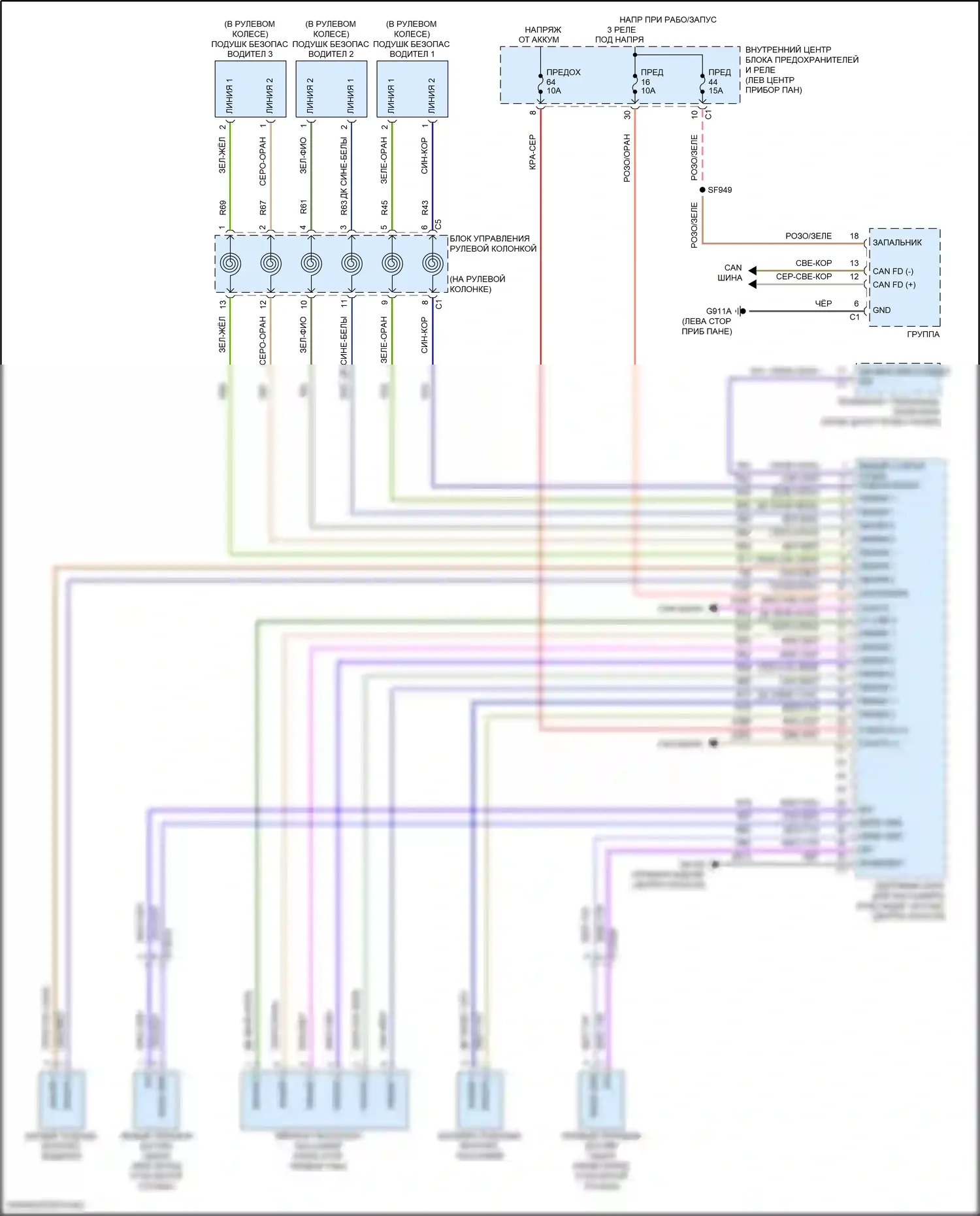 Wagoneer Jeep WS (2021-2024): Электросхема подушек безопасности (3 из 3) 