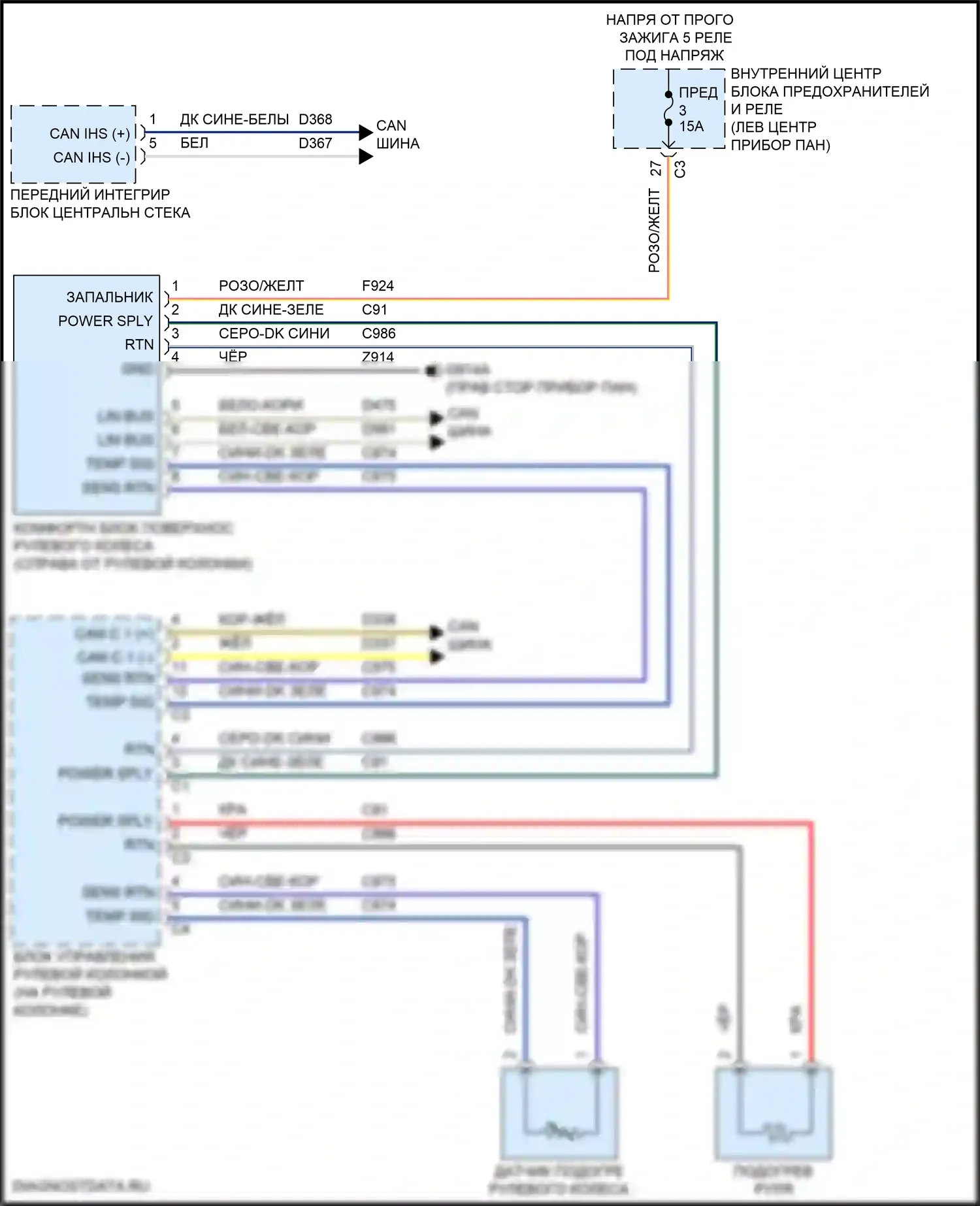 Wagoneer Jeep WS (2021-2024): Электросхема рулевого колеса с подогревом 