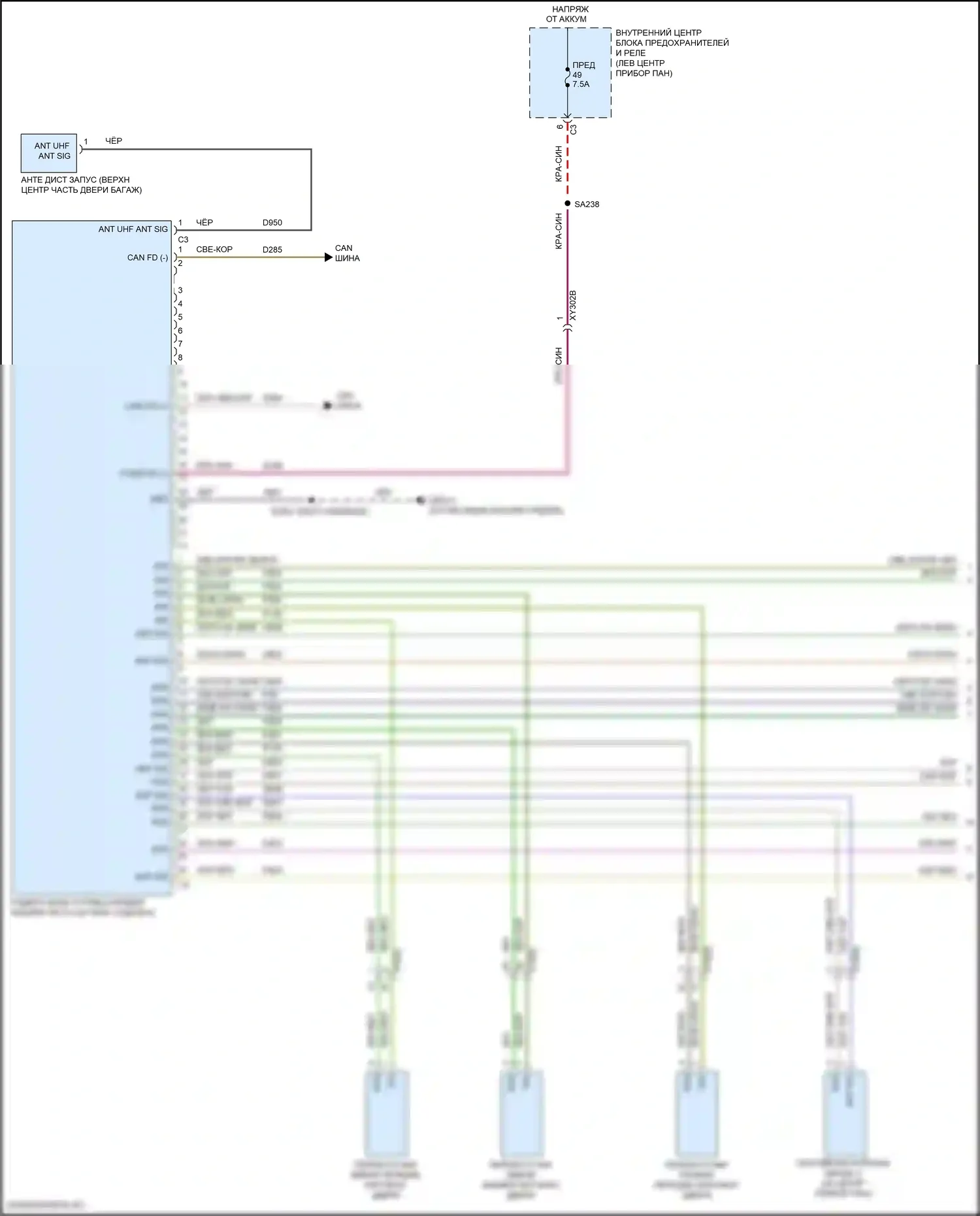 Wagoneer Jeep WS (2021-2024): Пассивная сигнализации электросхема (1 из 2) 