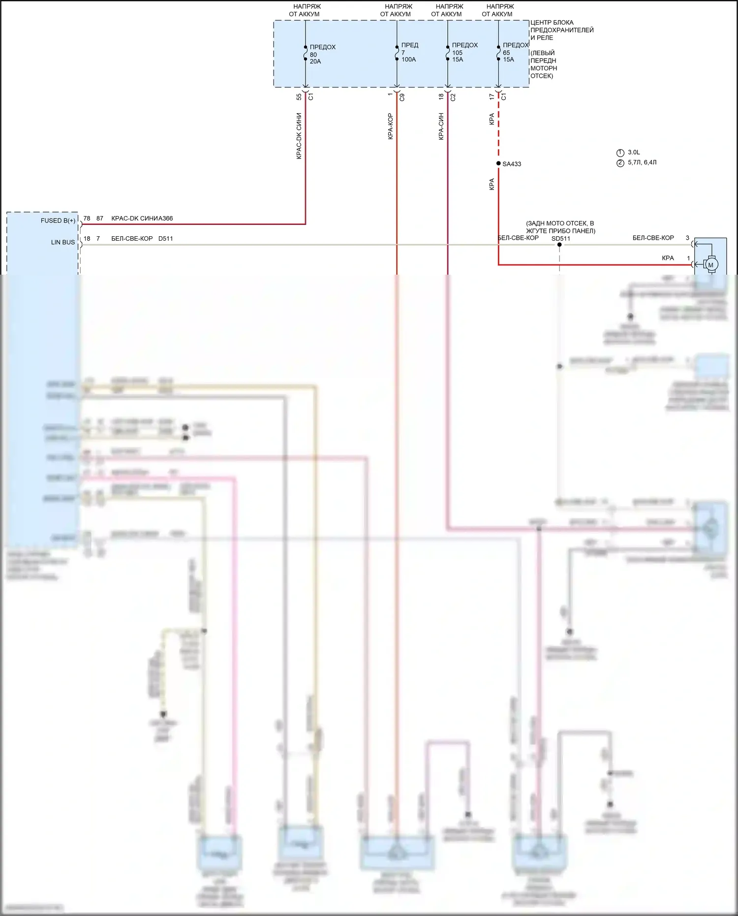 Wagoneer Jeep WS (2021-2024): Электросхема вентилятора охлаждения 