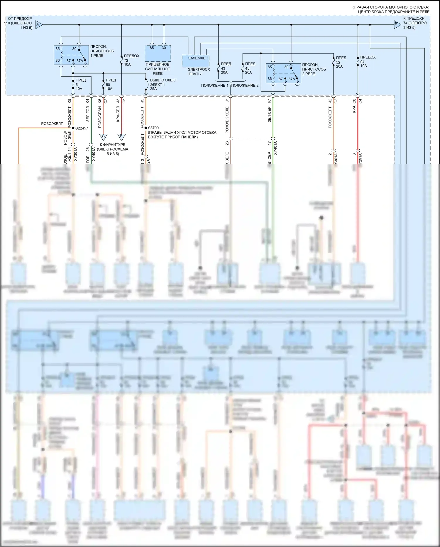 Wrangler Jeep IV (2018-2024): Электросхема блока предохранителей реле (2 из 5) 