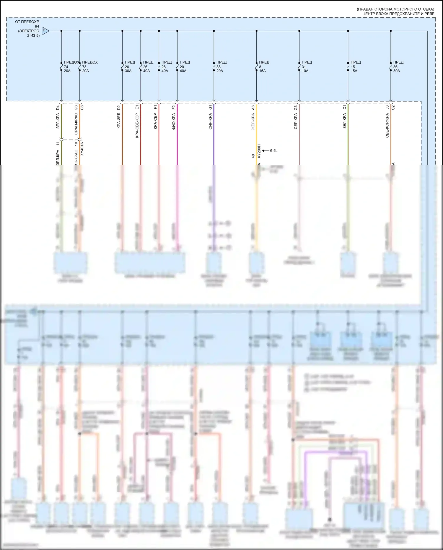 Wrangler Jeep IV (2018-2024): Электросхема блока предохранителей реле (3 из 5) 
