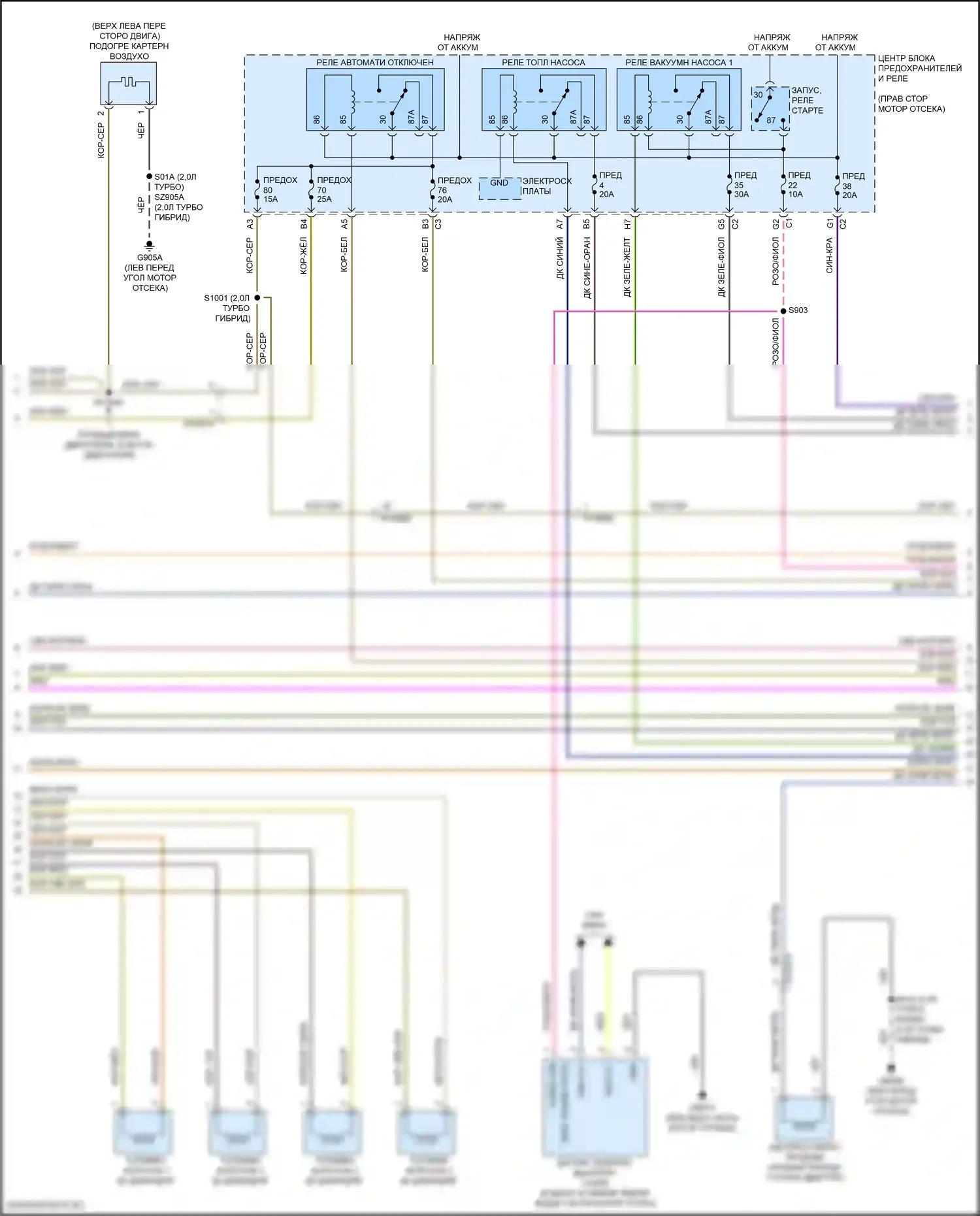 Wrangler Jeep IV (2018-2024): Электросхема двигатель 2.0л турбо гибрид, электросхема органов управления двигателем (4 из 7) 