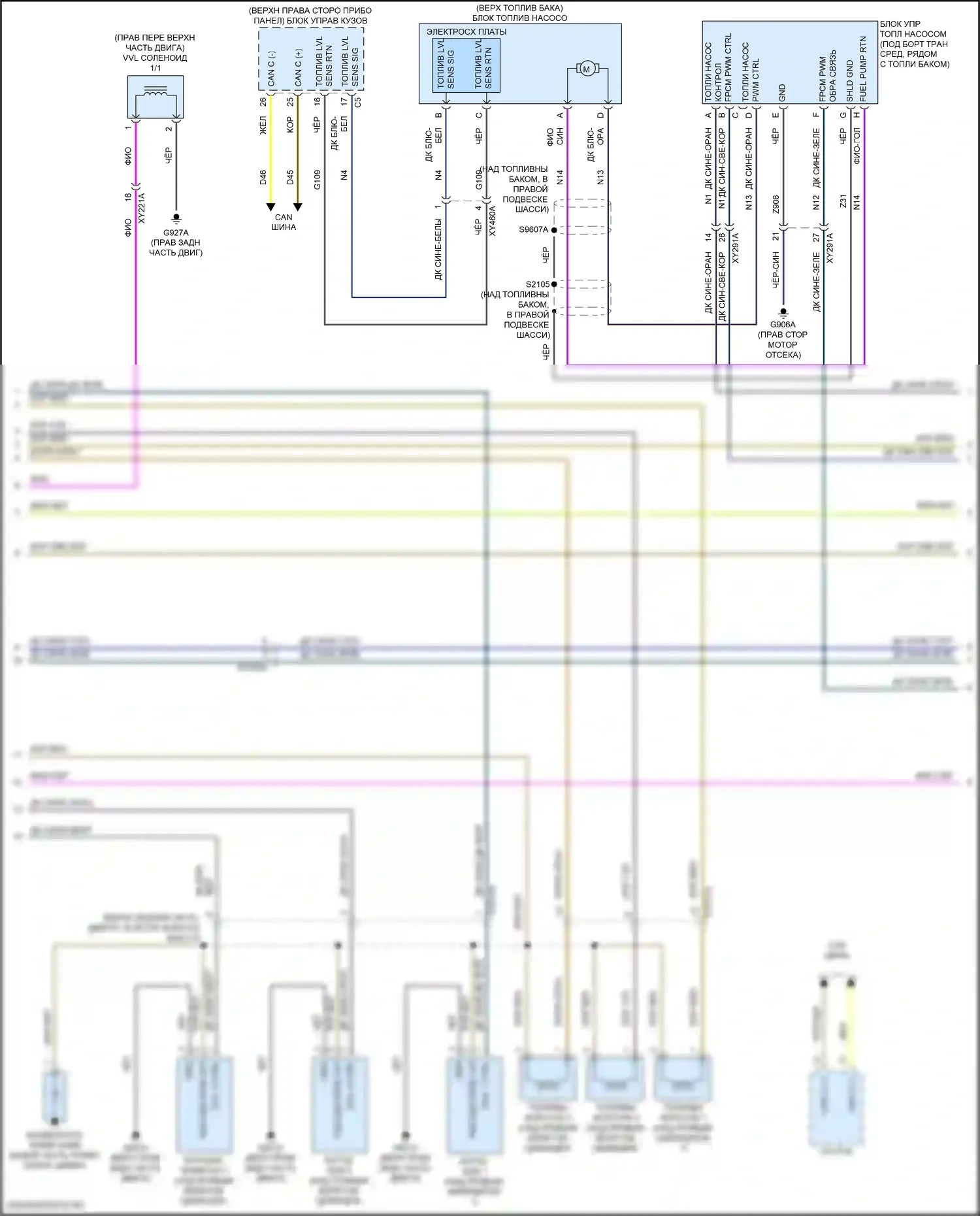 Wrangler Jeep IV (2018-2024): Электросхема двигатель 3.6л гибрид, электросхема органов управления двигателем (4 из 6) 