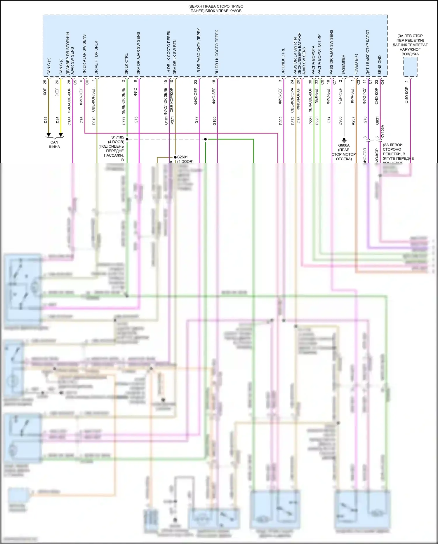 Wrangler Jeep IV (2018-2024): Электросхема центрального замка, премиум (1 из 2) 