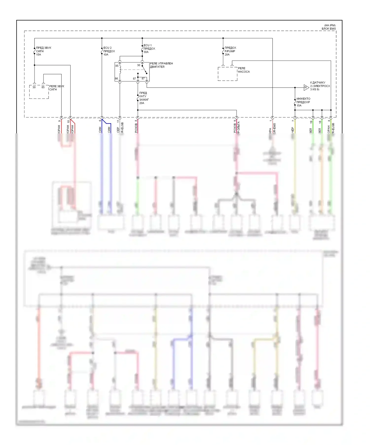 Cadenza Kia I рестайлинг (2013-2016): Электросхема блока предохранителей реле (3 из 9) 