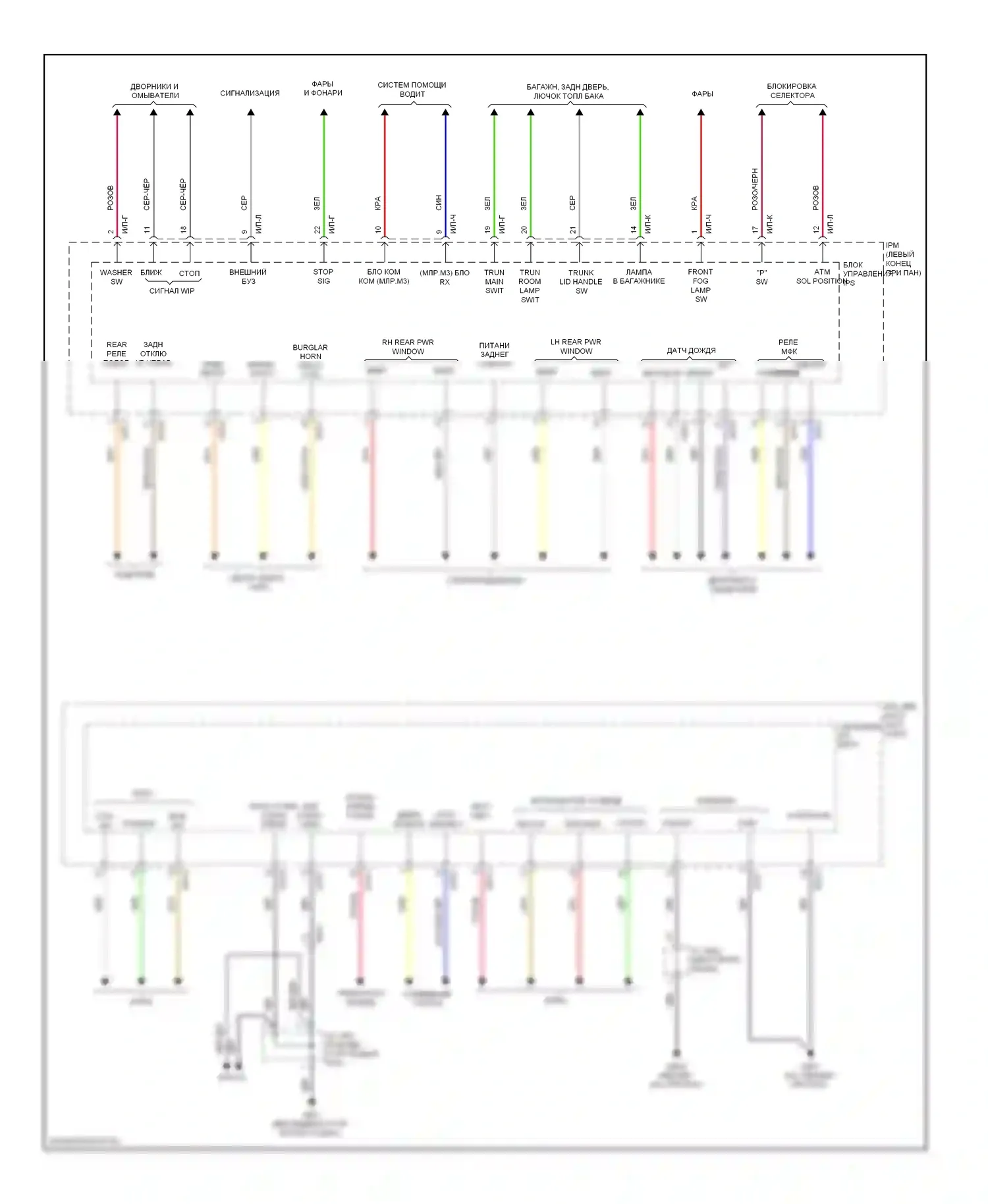 Cadenza Kia I рестайлинг (2013-2016): Электросхема блоков управления кузовом (2 из 3) 