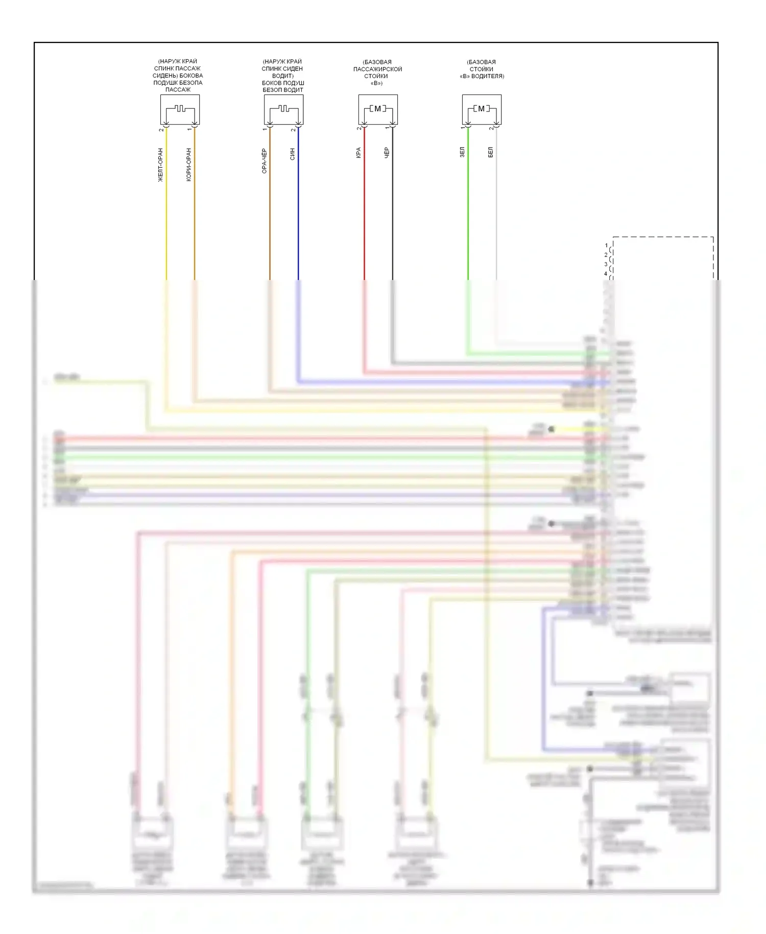 Cadenza Kia I рестайлинг (2013-2016): Электросхема подушек безопасности (3 из 3) 