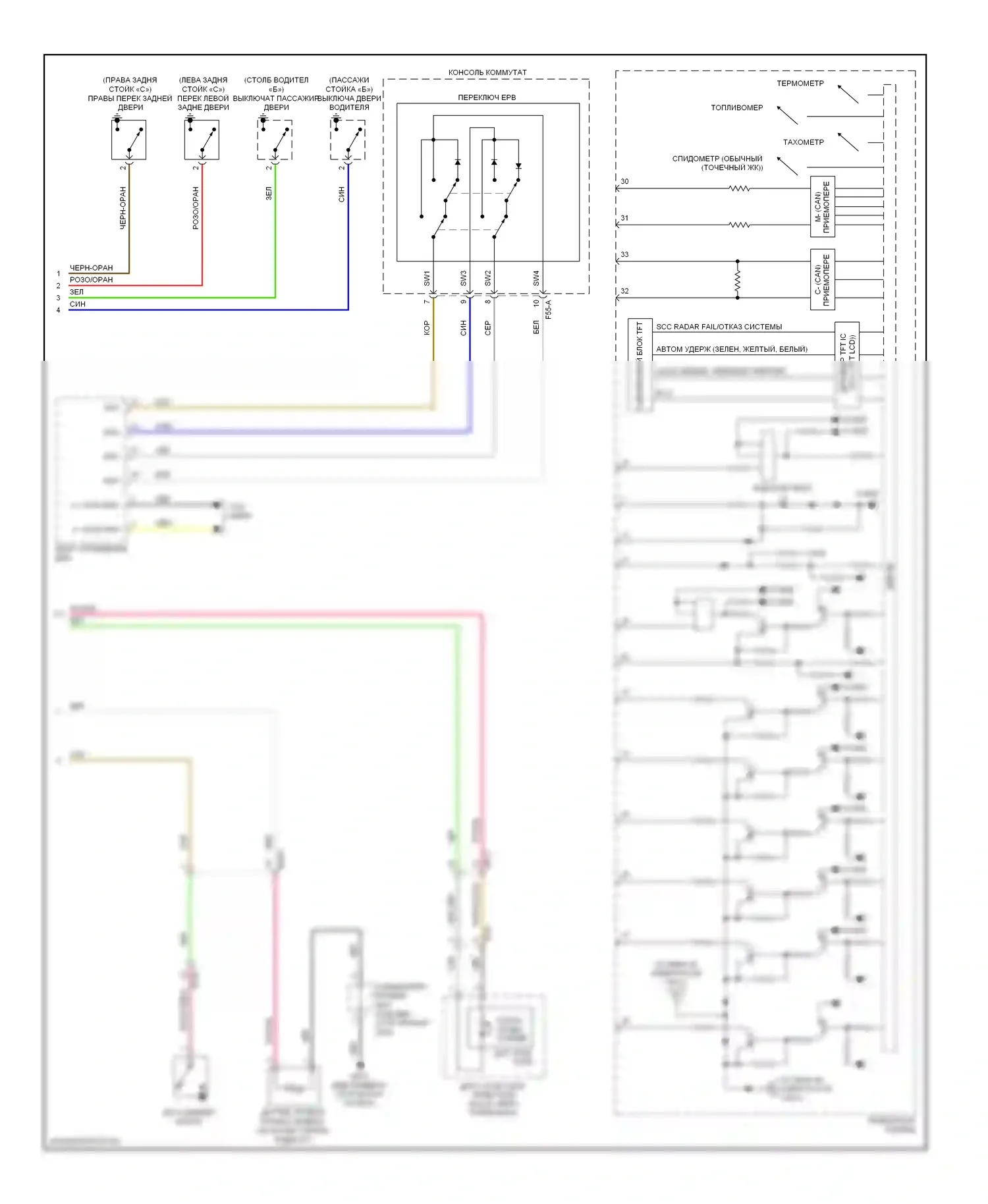 Cadenza Kia I рестайлинг (2013-2016): Электросхема приборной панели (2 из 2) 