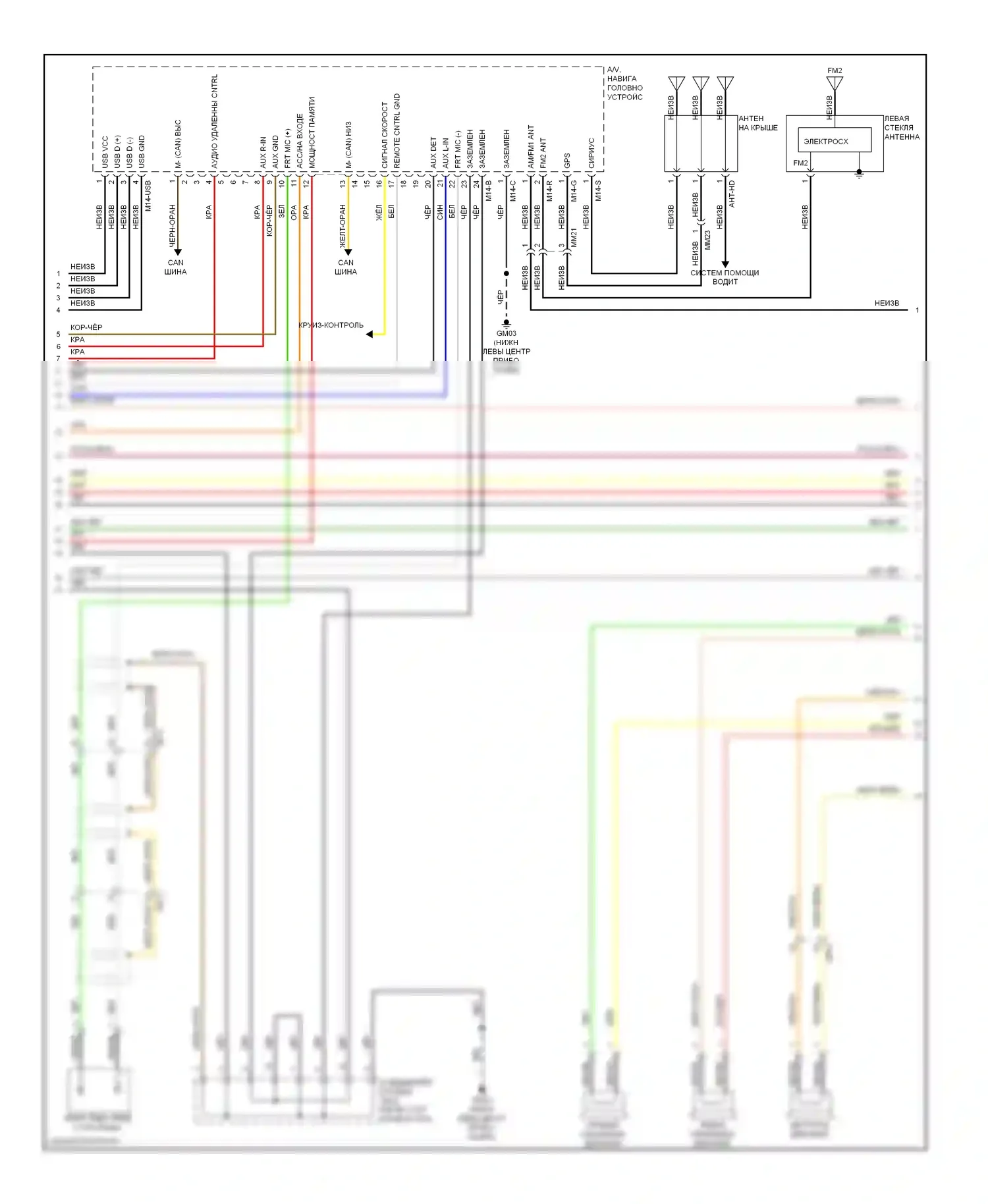 Cadenza Kia I рестайлинг (2013-2016): Электросхема навигации (3 из 4) 
