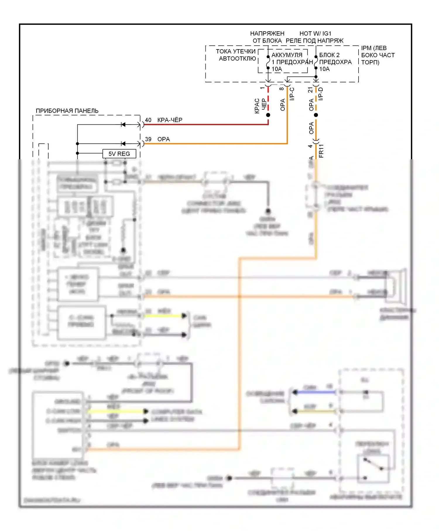 Cadenza Kia I рестайлинг (2013-2016): Электросхема сигнализации о выезде с полосы движения 