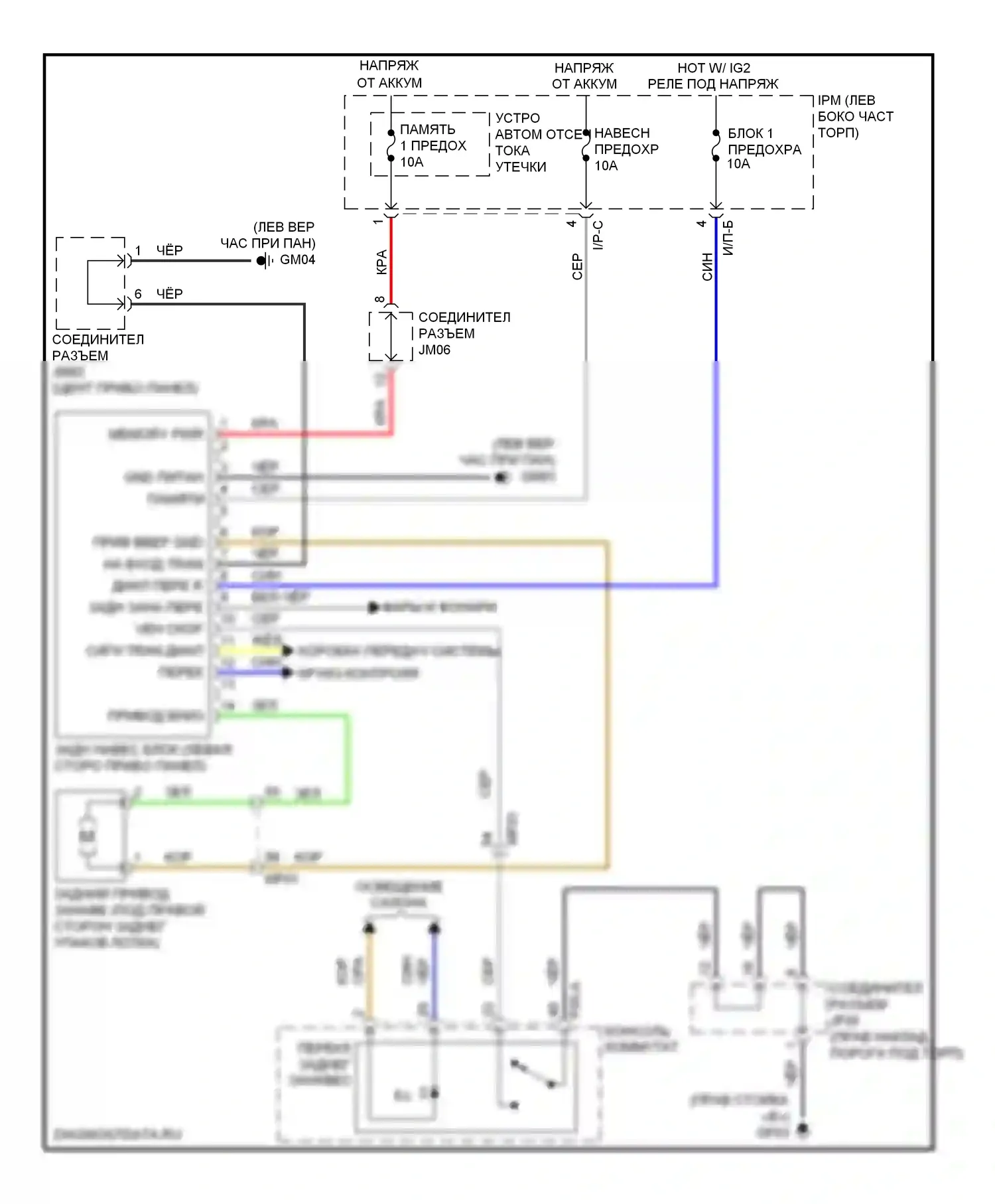 Cadenza Kia I рестайлинг (2013-2016): Электросхема задней шторки 