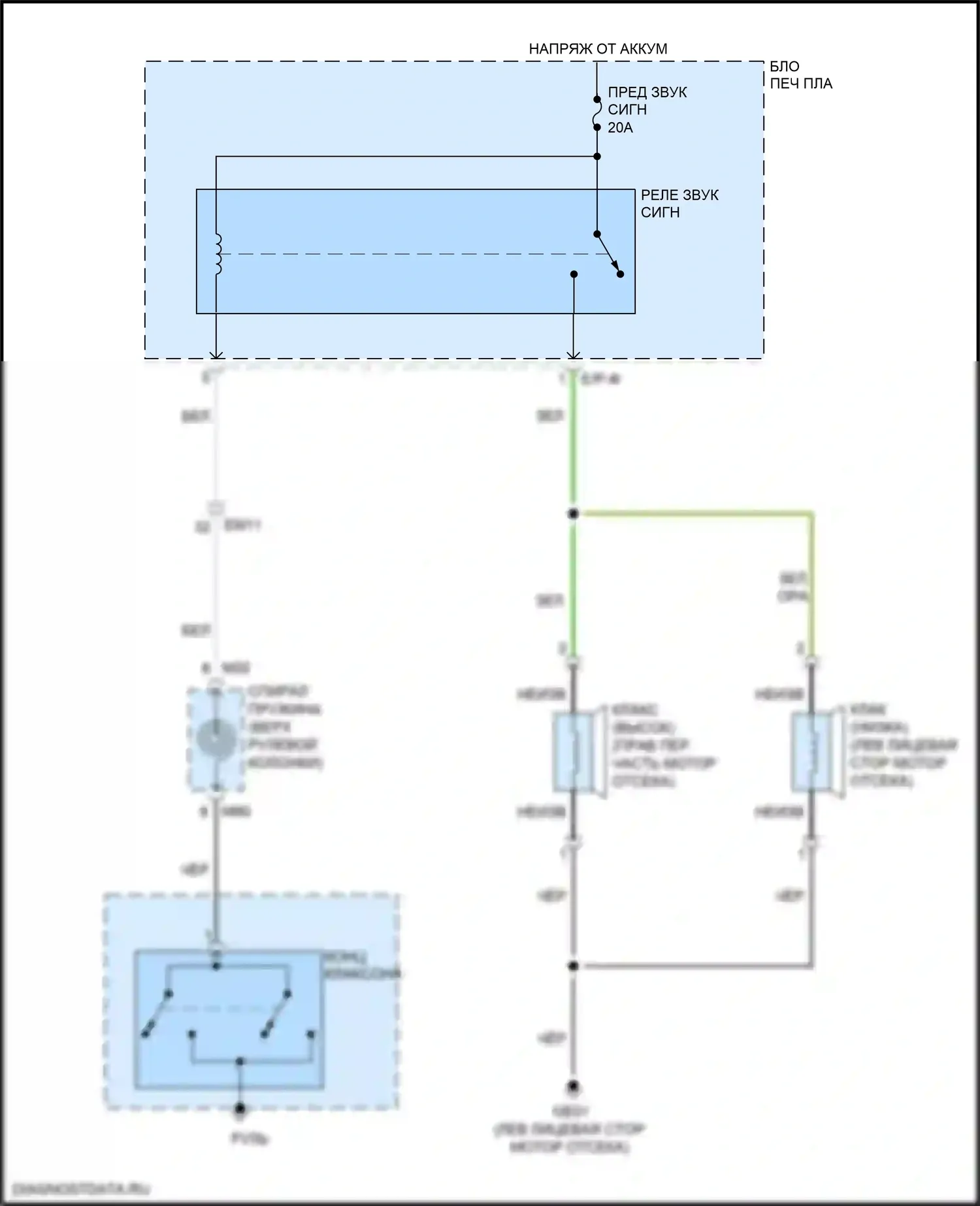 Cadenza Kia II (2016-2020): Электросхема клаксона 
