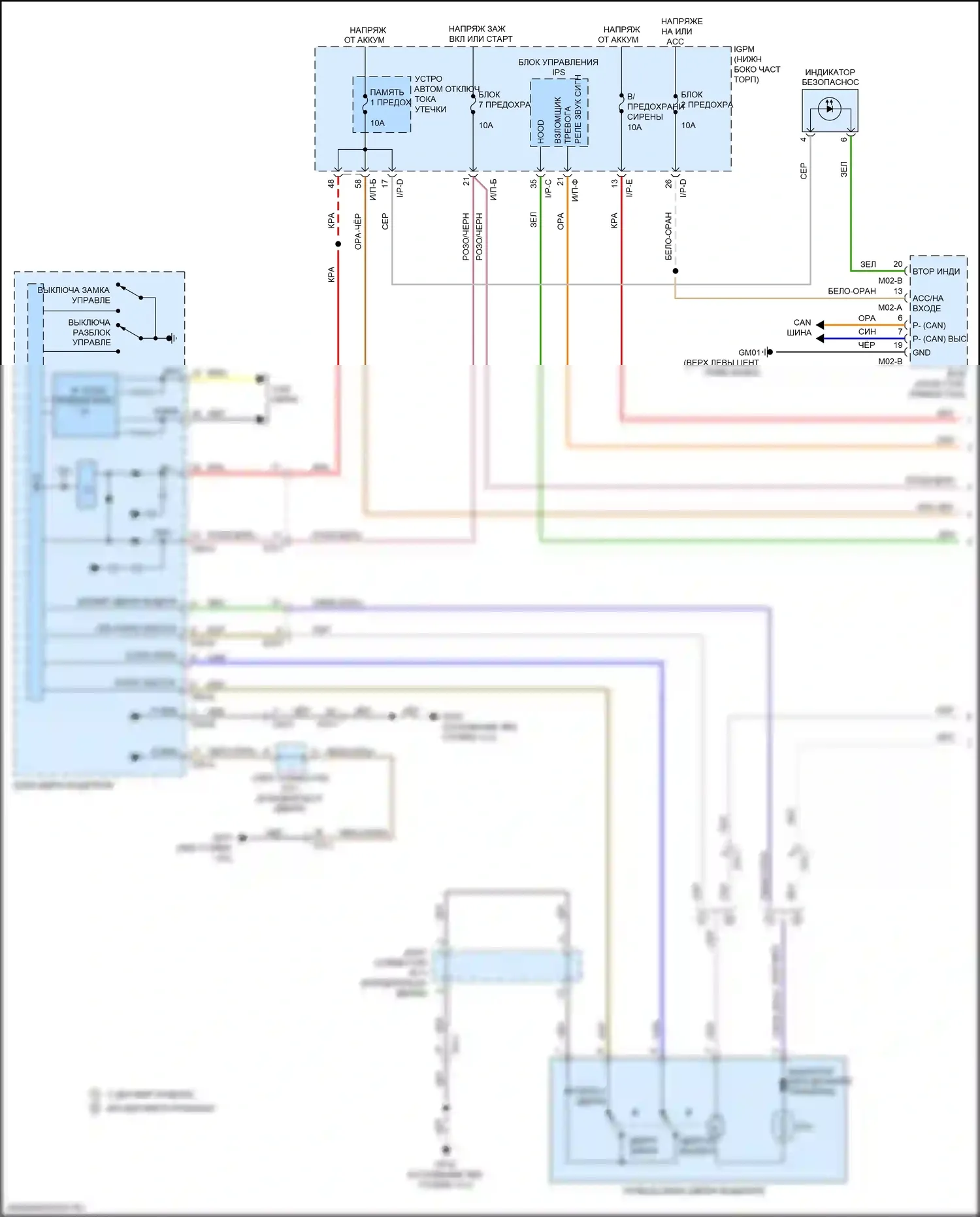 Cadenza Kia II (2016-2020): Электросхема защиты от взлома (1 из 3) 